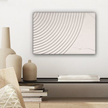 OneMillionCanvasses® Leinwandbild Kunst - Weiß - Linien - Abstrakt, (1 St), Wandbild Leinwandbilder, Aufhängefertig, Wanddeko, 30x20 cm