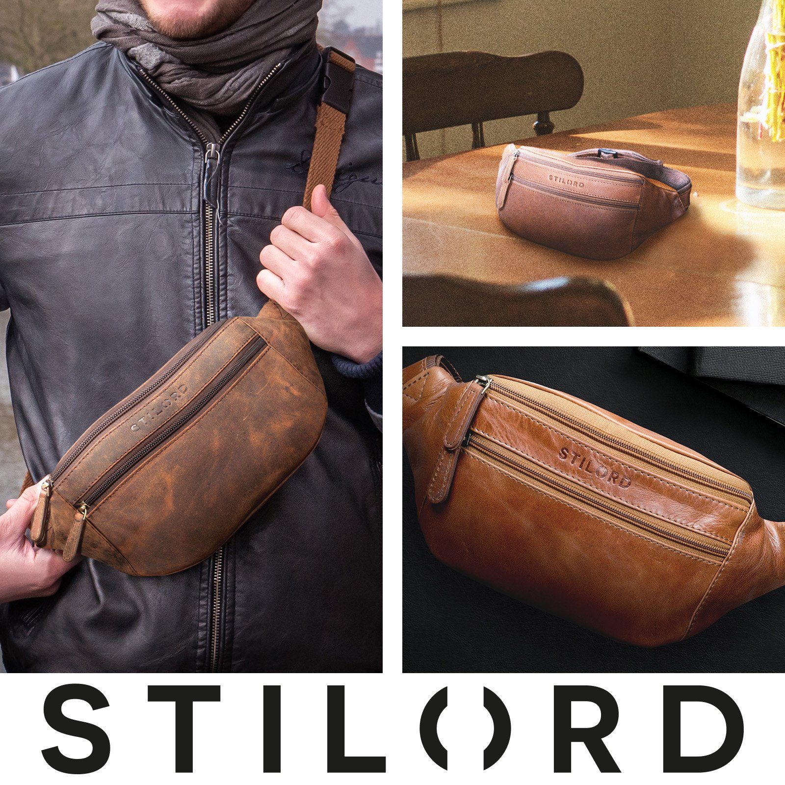 STILORD Bauchtasche "Marian" Gürteltasche Leder Vintage