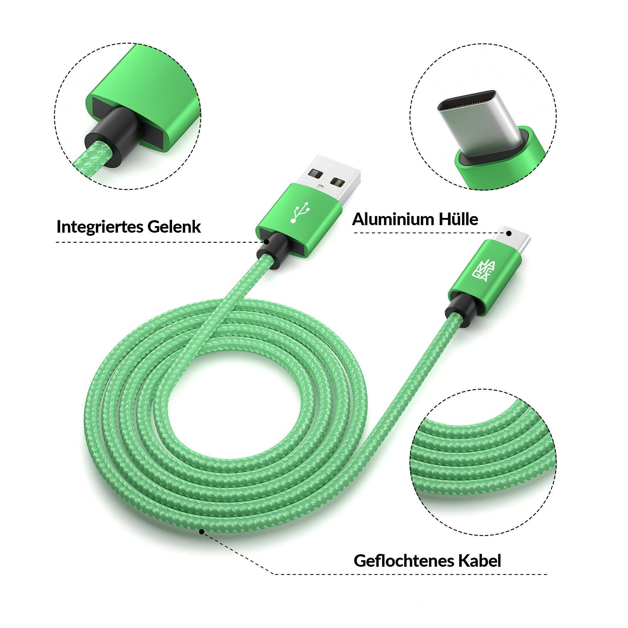 JAMEGA USB-C Datenkabel Ladekabel für Samsung Apple iPhone Huawei Xiaomi uvm. USB-Kabel, USB Typ A, USB Typ C, (300 cm) – Bild 4 von 5
