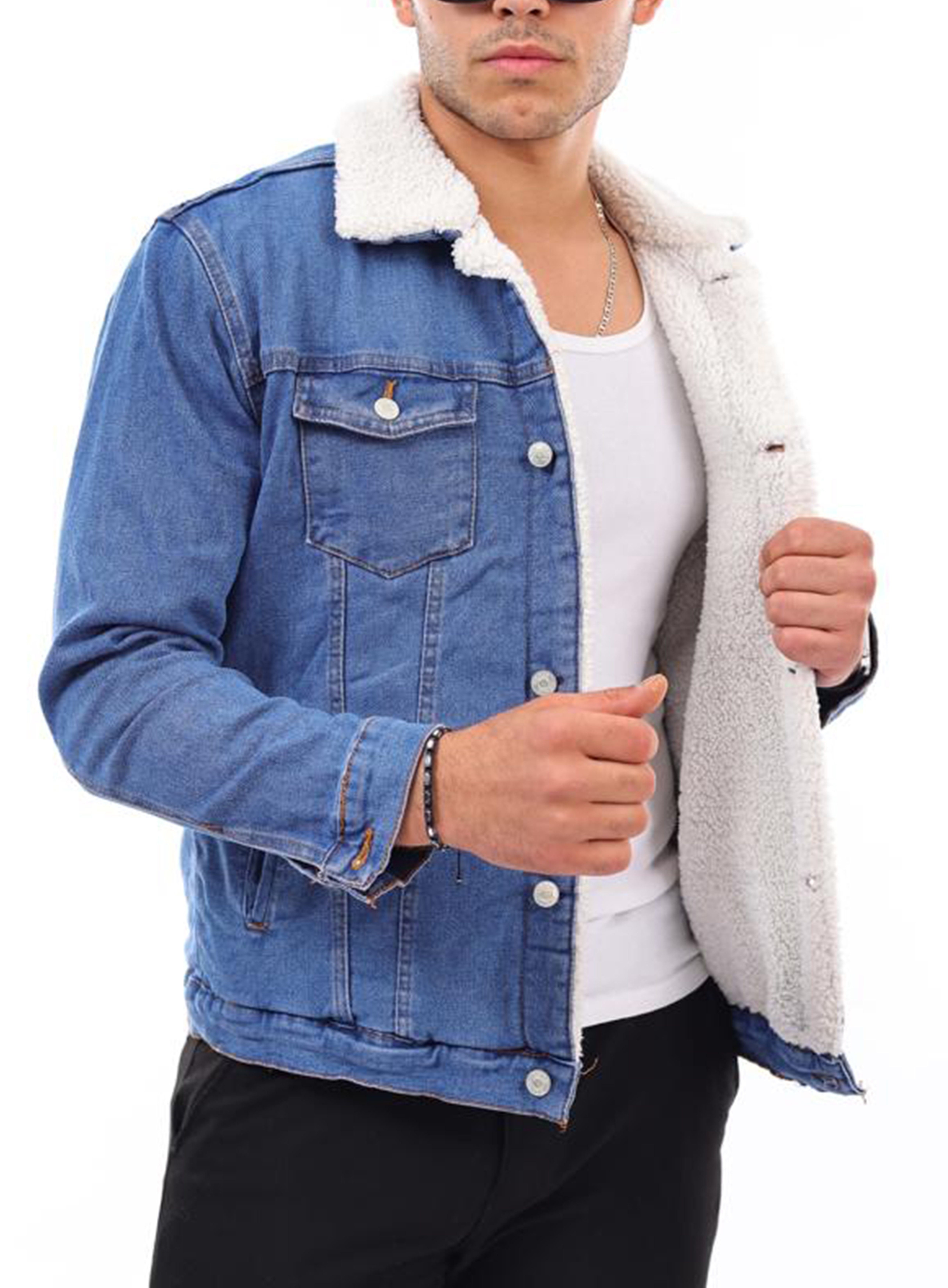 Megaman Jeans Jeansjacke Jeans Sweatjacke Herren Übergangsjacke Denim Gefüttert Mit Innenfutter – Bild 4 von 5