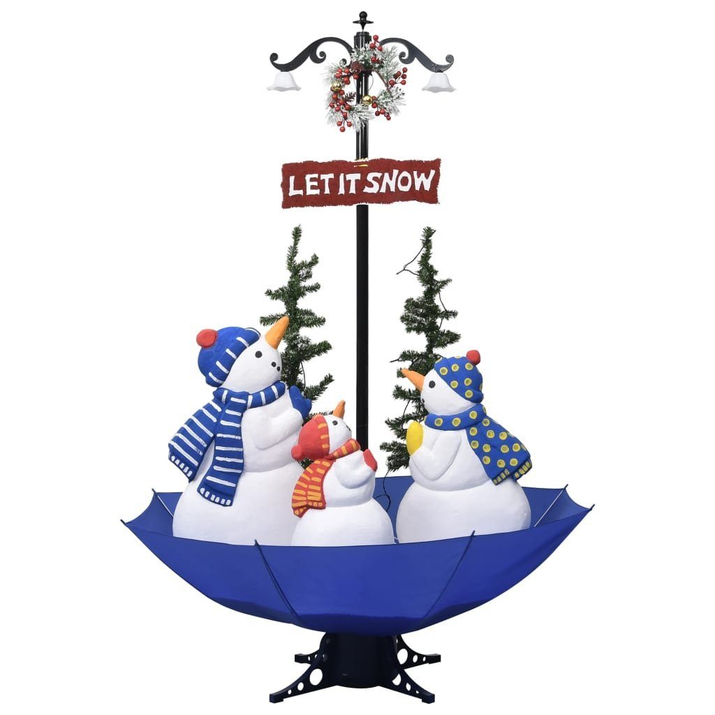 vidaXL Künstlicher Weihnachtsbaum 170 x 105 cm Weihnachtsbaum mit Schnee und Schirm-Fuß Blau 170 cm PVC