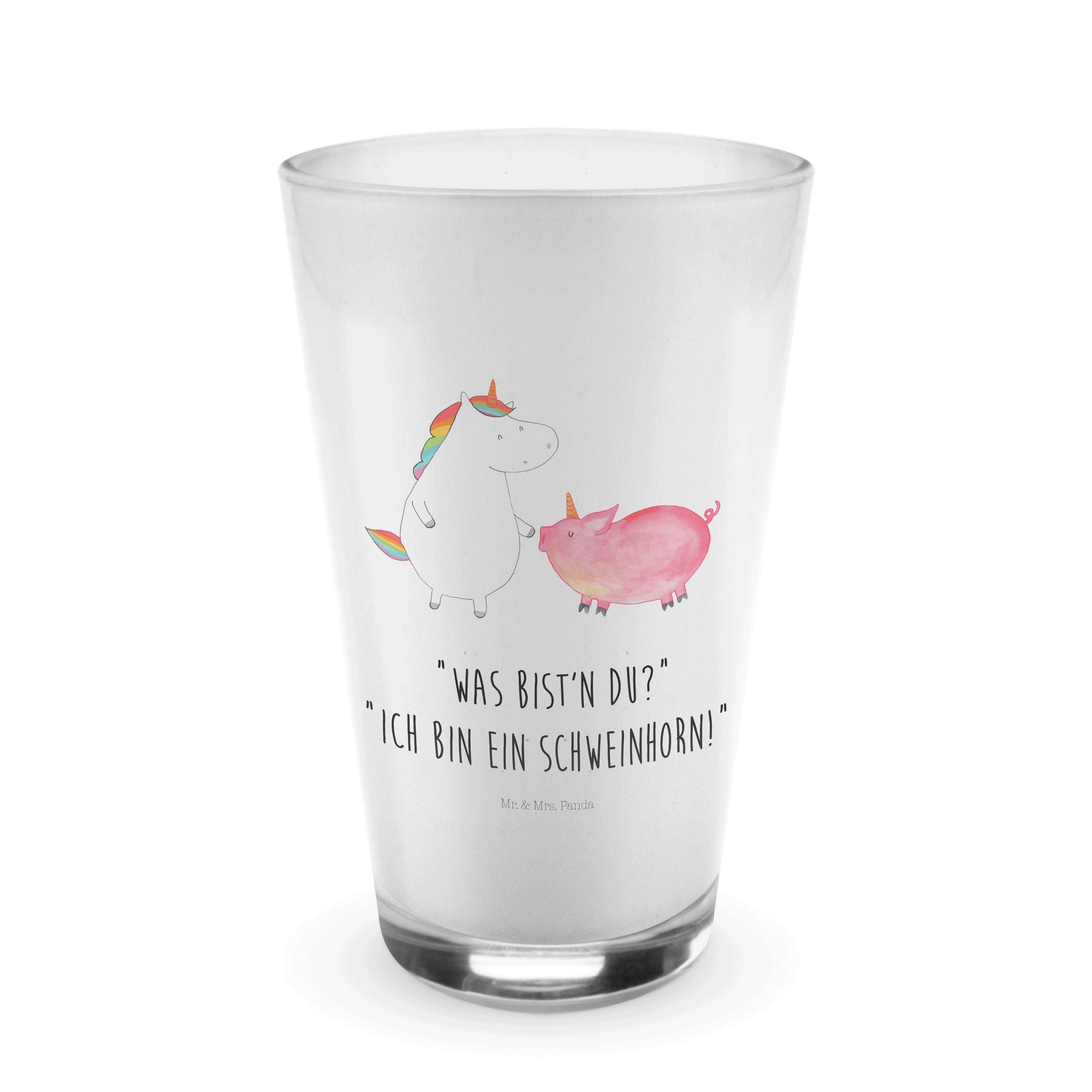 Mr. & Mrs. Panda Glas Einhorn + Schweinhorn - Transparent - Geschenk, Einhorn Deko, Pegasus, Premium Glas