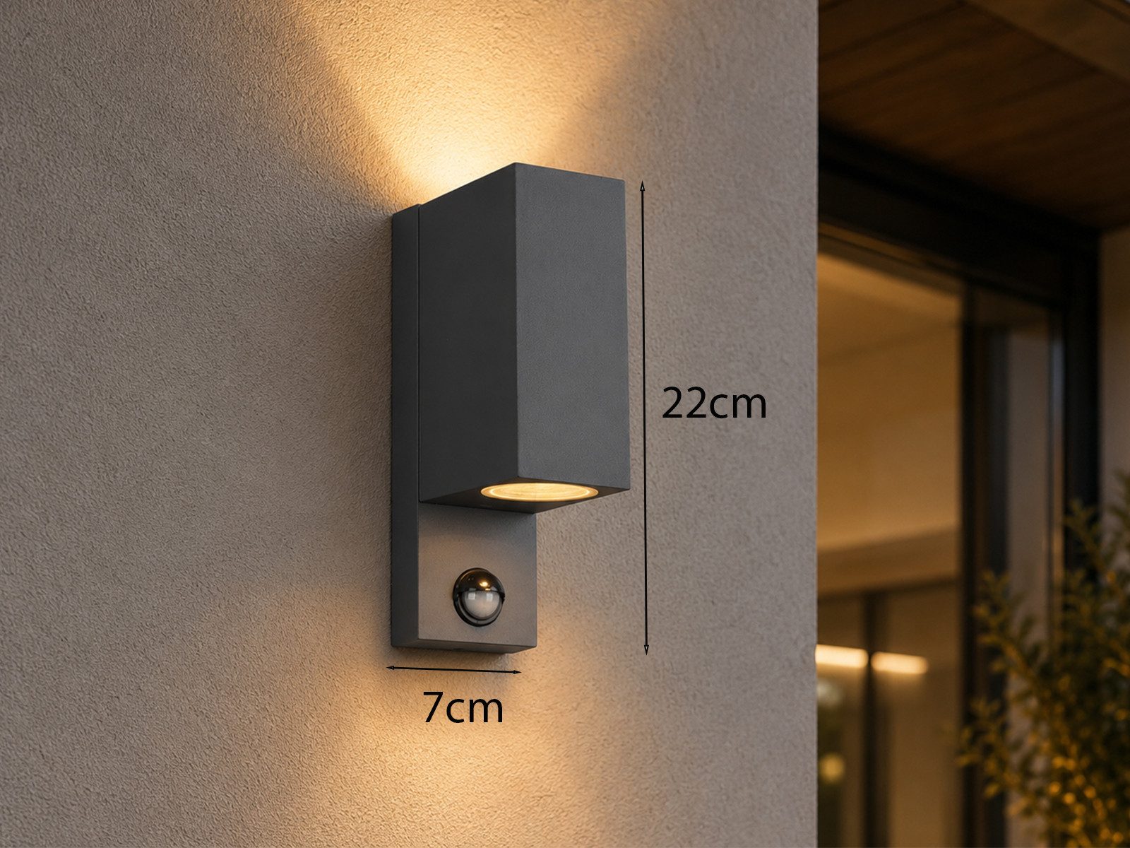 TRIO Leuchten LED Außen-Wandleuchte mit Bewegungsmelder & GU10 LED Höhe 22cm, Bewegungssensor, LED wechselbar, warmweiß, Wand Außenleuchte zur Fassadenbeleuchtu – Bild 4 von 5
