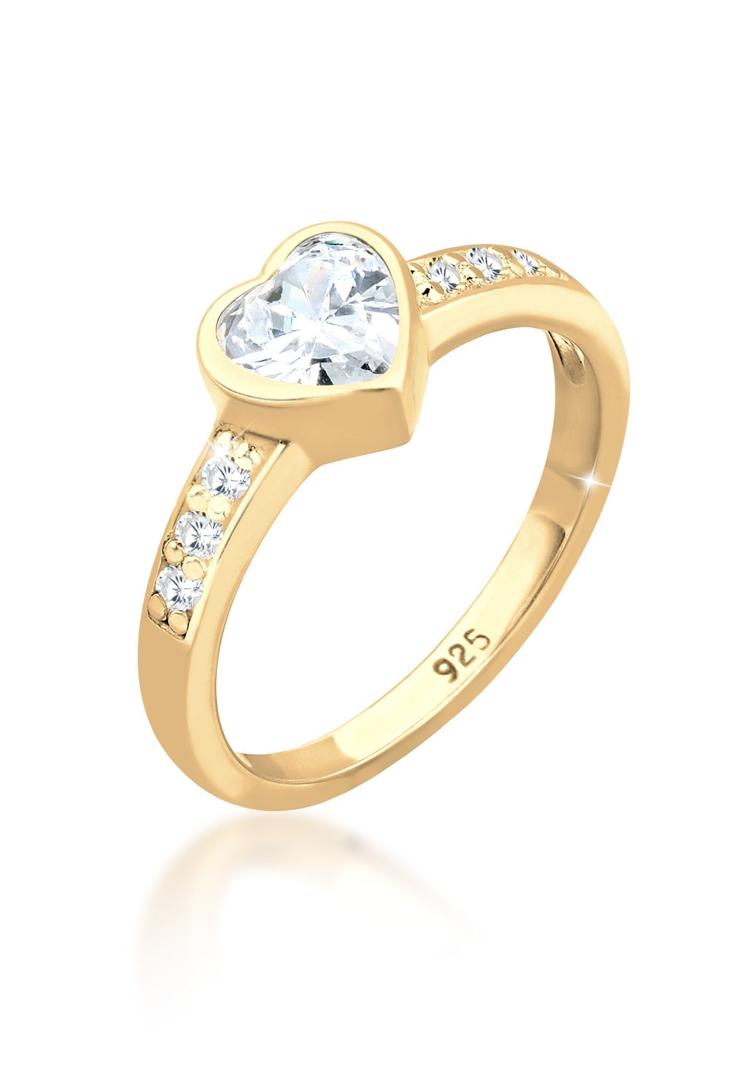 Symbol Zirkonia gold 925 Elli Silber Verlobung Herz Fingerring