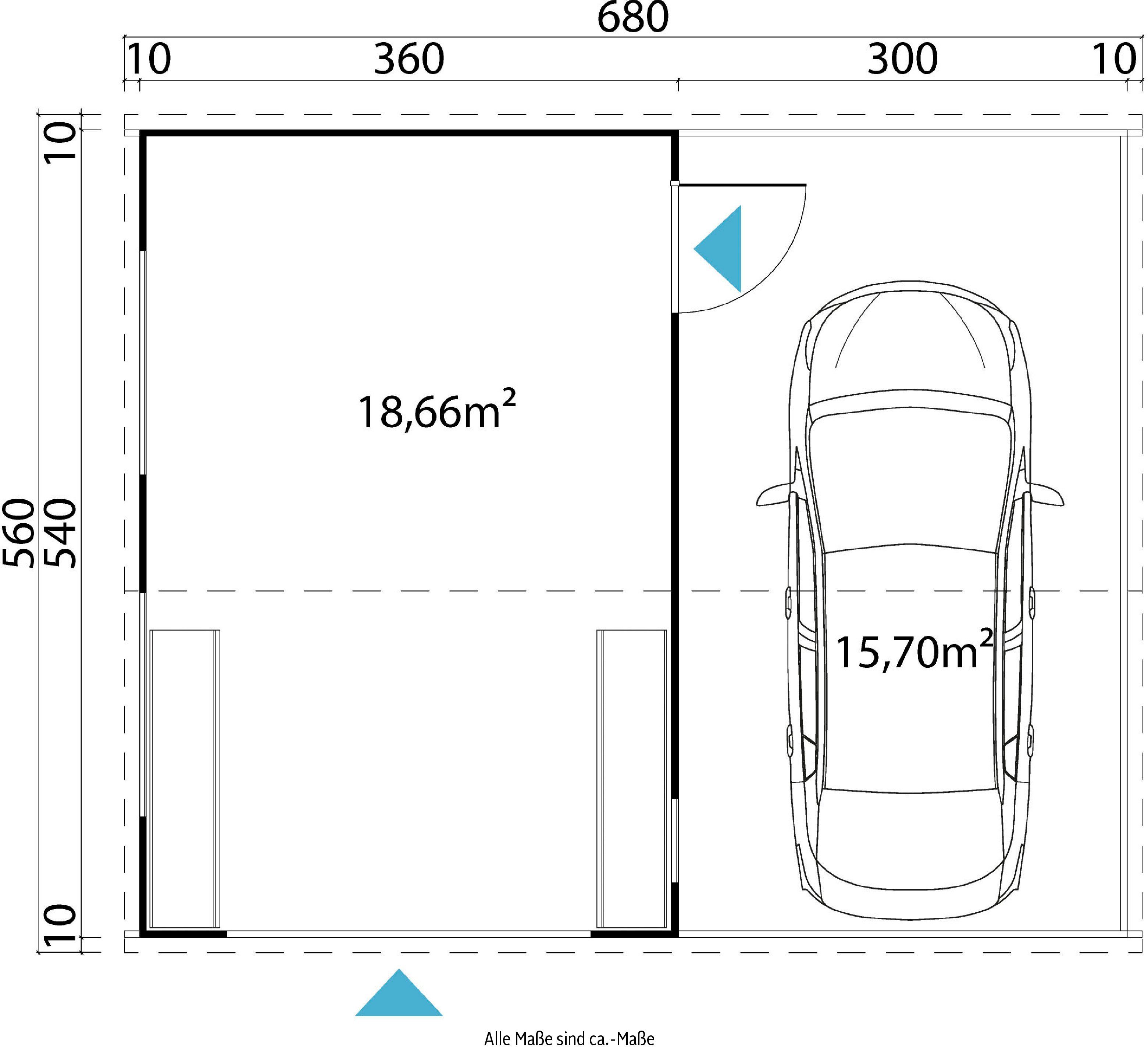 LASITA MAJA Garage Bahamas (Set, Eingang), lichtgrau Mit Garage Schwingtor + zusätzliche