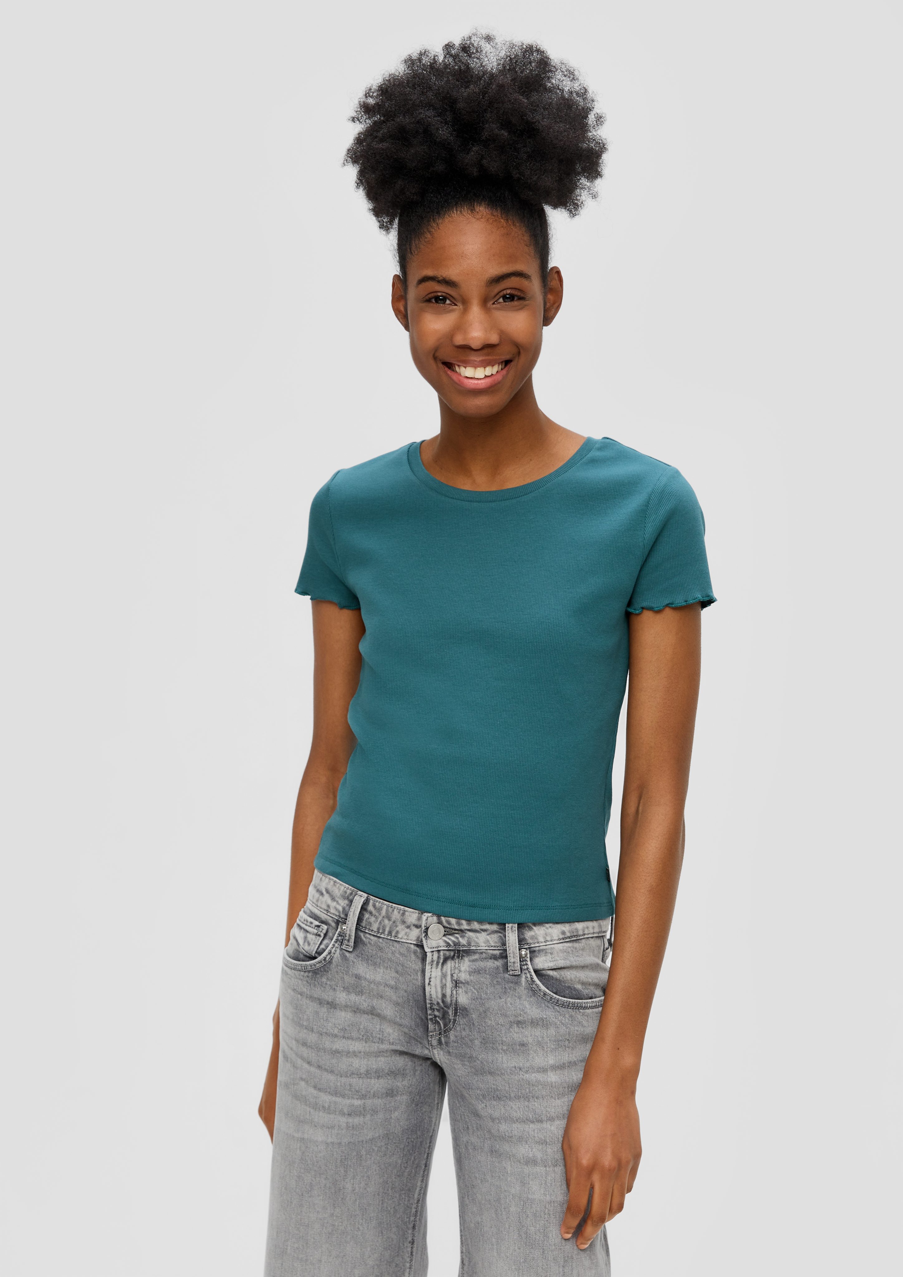 QS Kurzarmshirt Leicht verkürztes T-Shirt aus günstig online kaufen