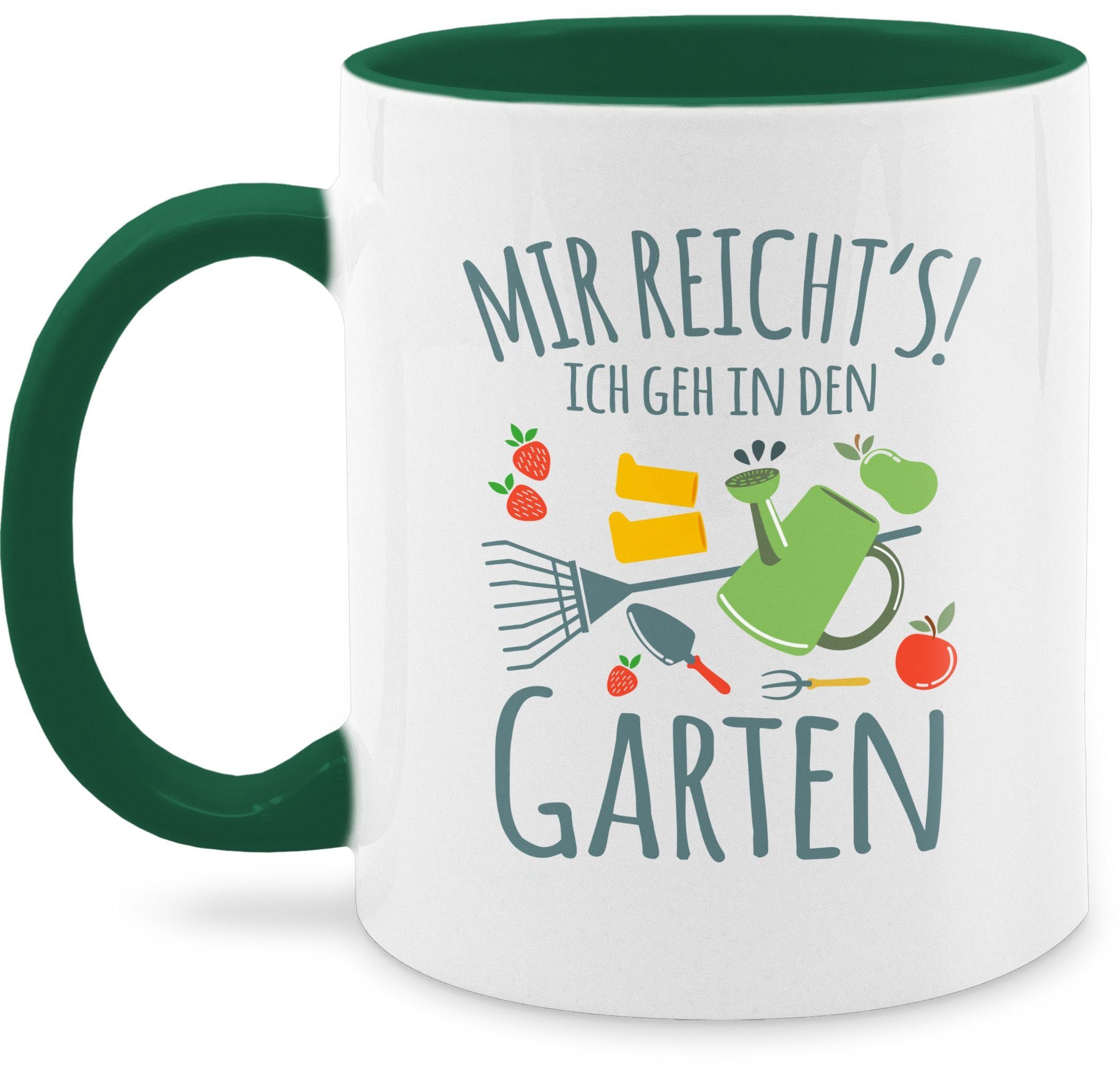 Kaffeetasse Shirtracer Mir 1 den Garten, geh ich reicht's Petrolgrün in Keramik, Geschenk Tasse Hobby