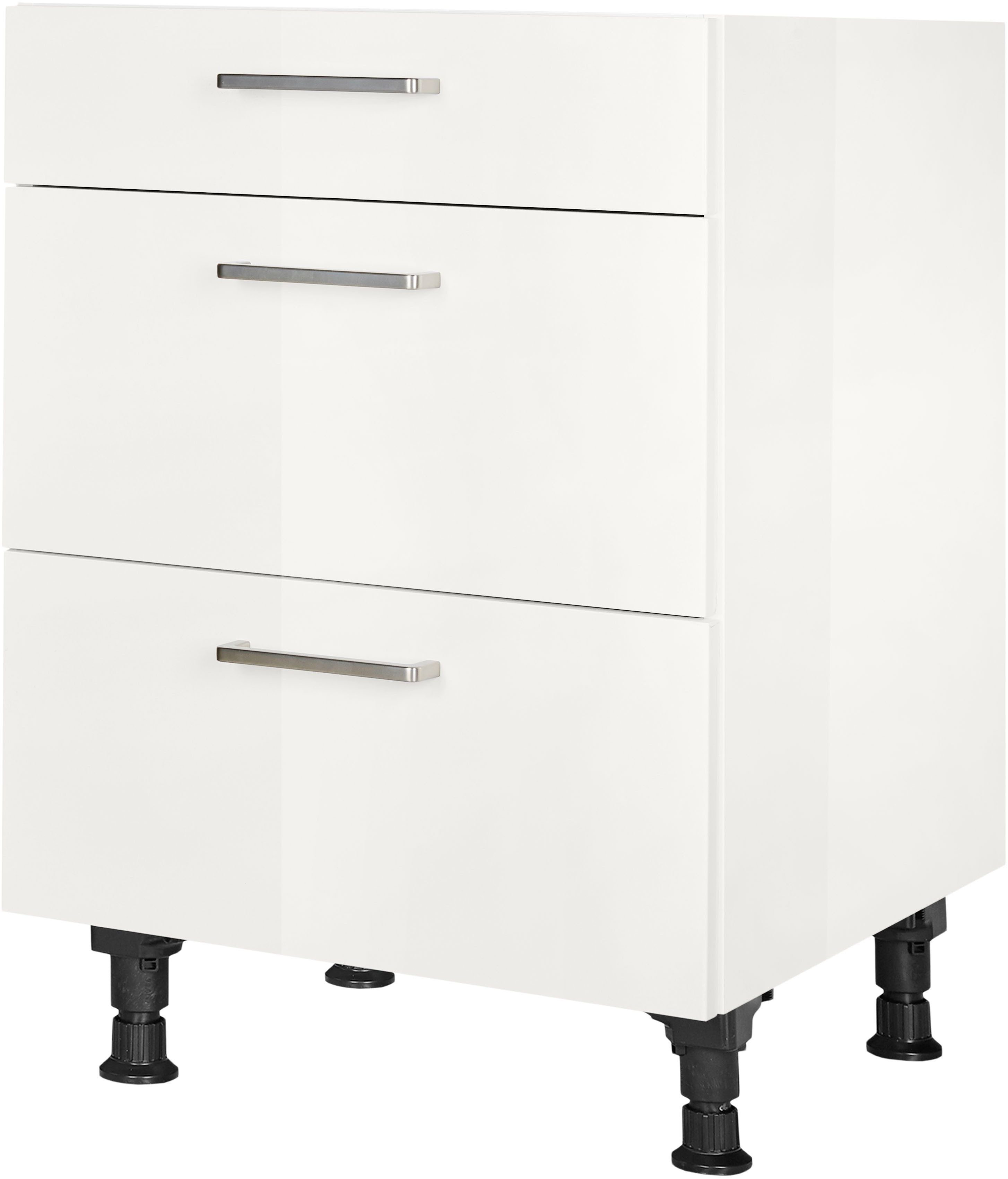nobilia® Unterschrank "Flash", vormontiert, mit höhenverstellbaren Sockelfüßen, in den Breiten 30, 45, 60 und 90 cm, mit Schubkasten und Auszügen