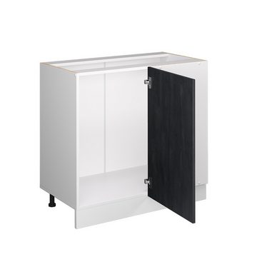 Livinity® Eckunterschrank Küchenunterschrank R-Line 86 cm Weiß Schwarz Beton