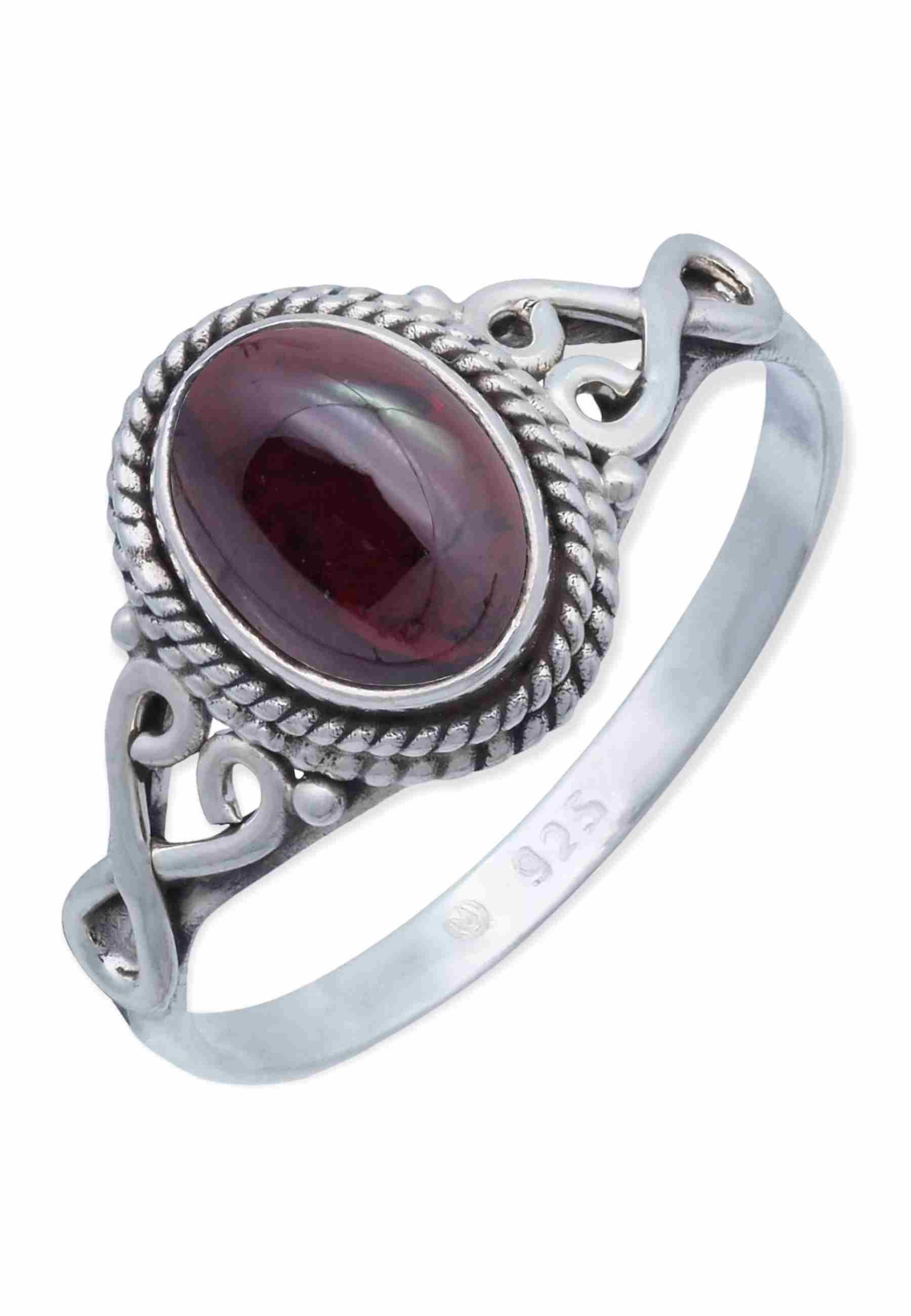Silberring BAGHIMI oval aus 925 Silber mit Granat