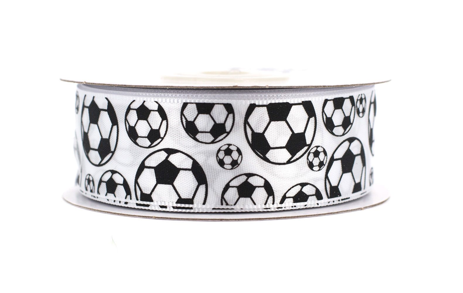 Creativery Dekoband, Satinband 25mm Fussball, 20 Meter