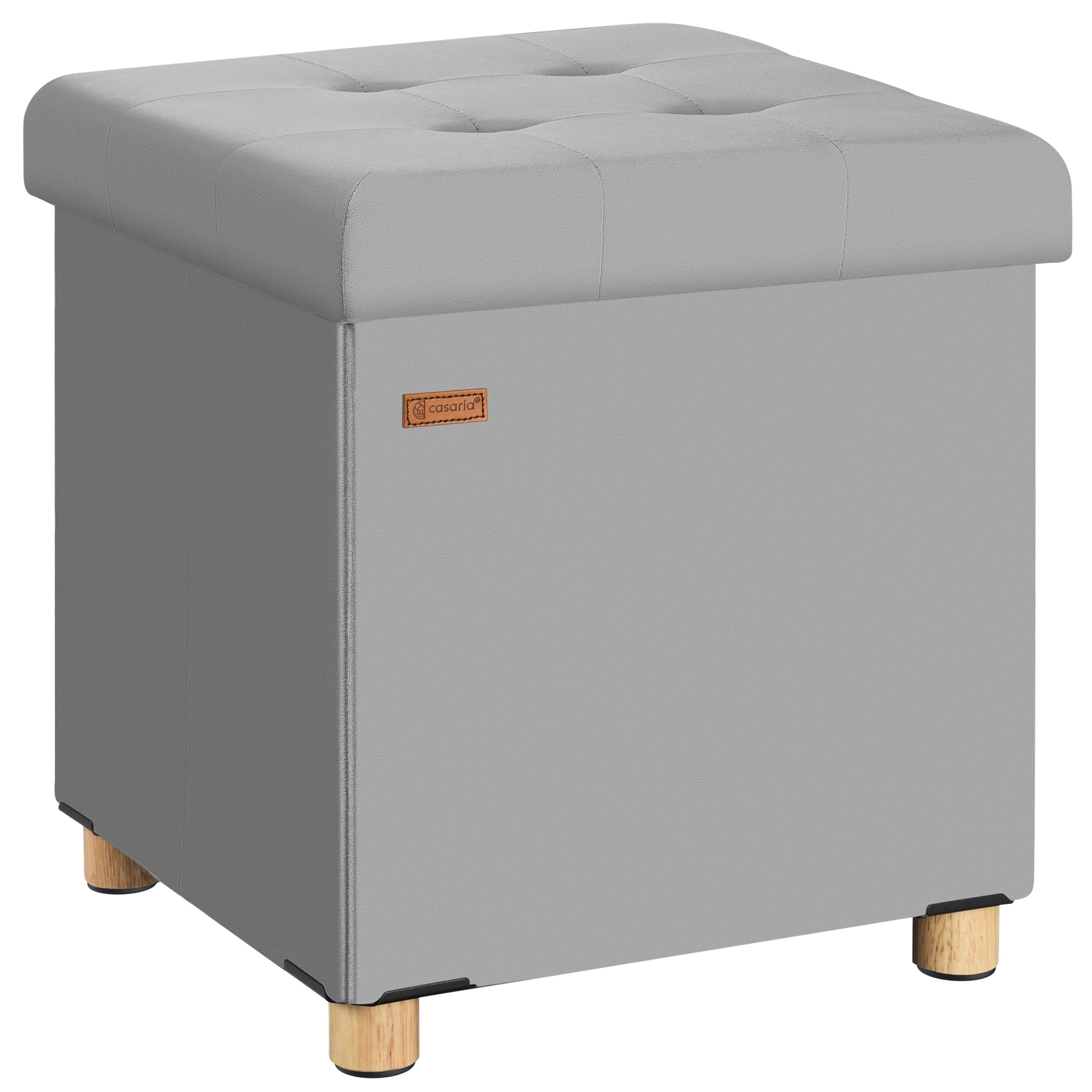 Casaria Sitzhocker, Samt Grau Faltbar inkl. Füßen 38x38cm 300kg Belastbarkeit Wohnzimmer