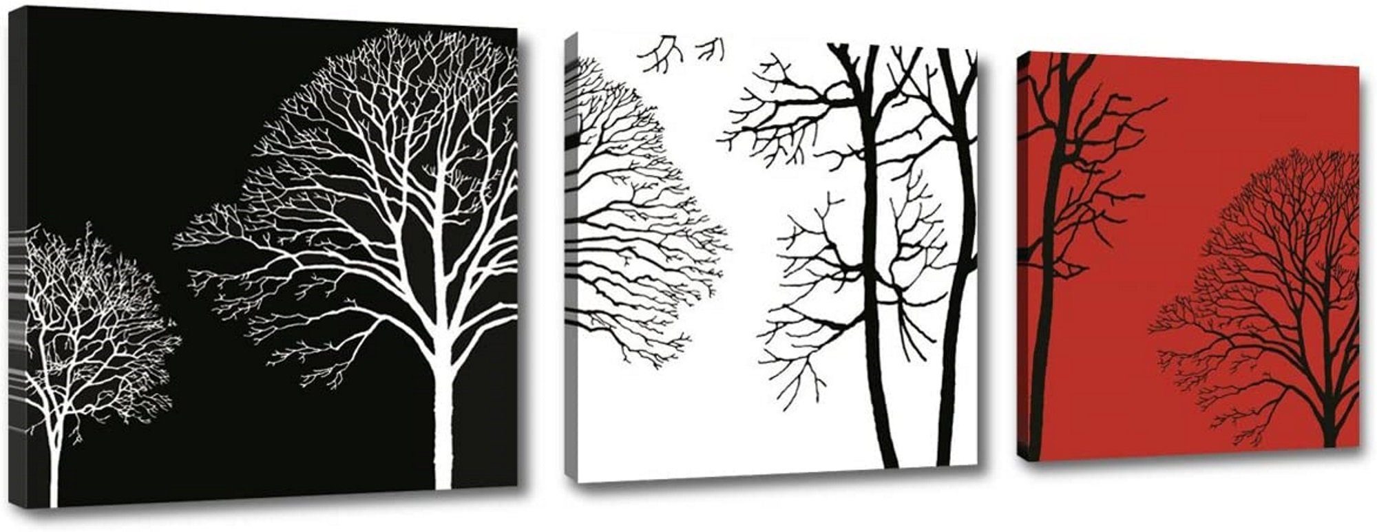 Visario Kunstdruck 3er Set auf Holzrahmen + sofort aufhängbar 3 Teile à 50 x 50 cm, 4208