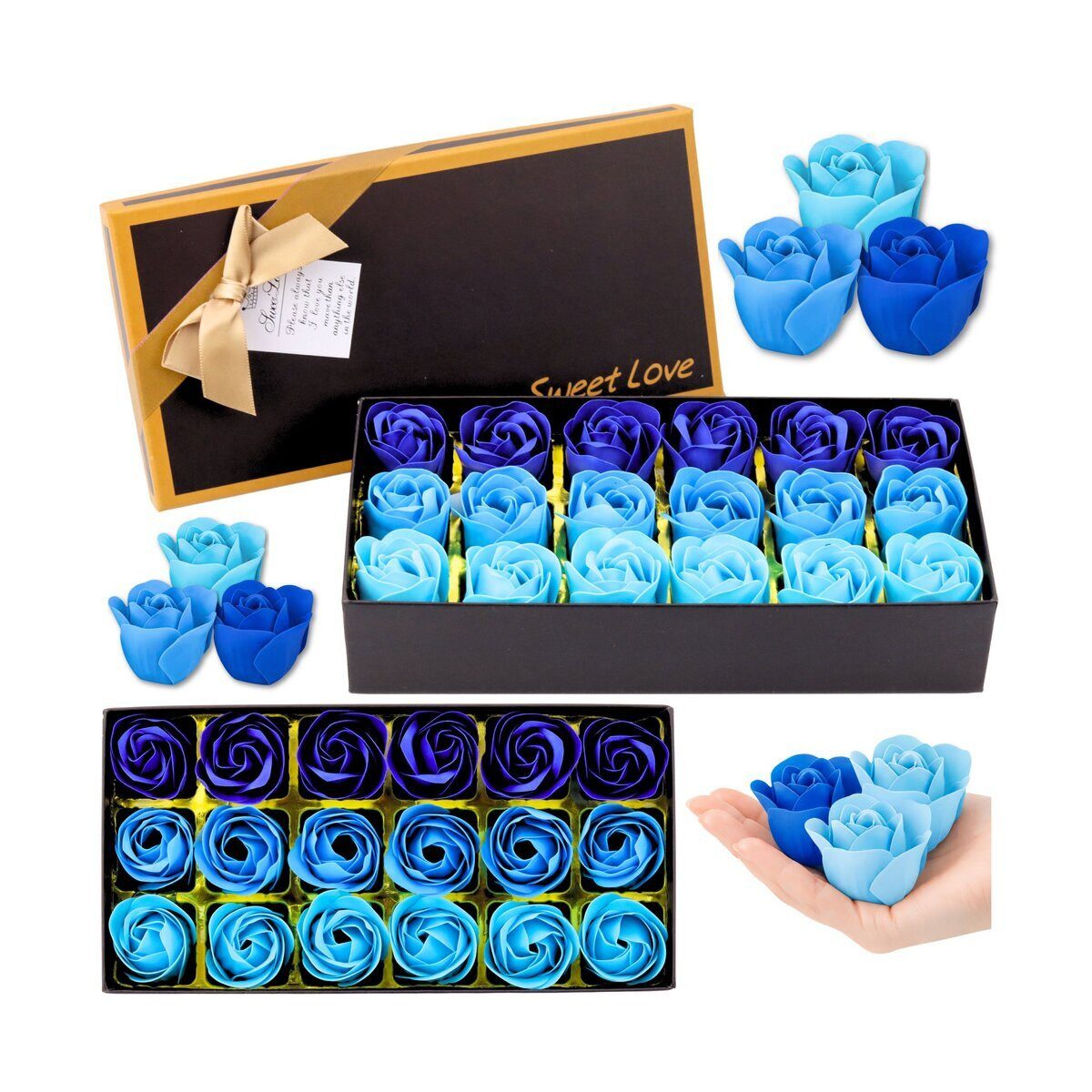 Wisam Aufbewahrungsbox Ewige Duftrosen Box Blau 18 Rosen Geschenk Deko