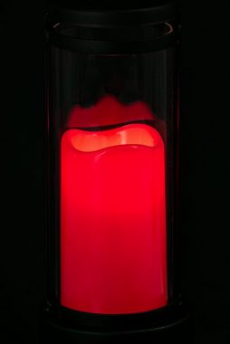 Dehner Grabkerze Grablaterne mit LED-Beleuchtung, Eisen/Glas