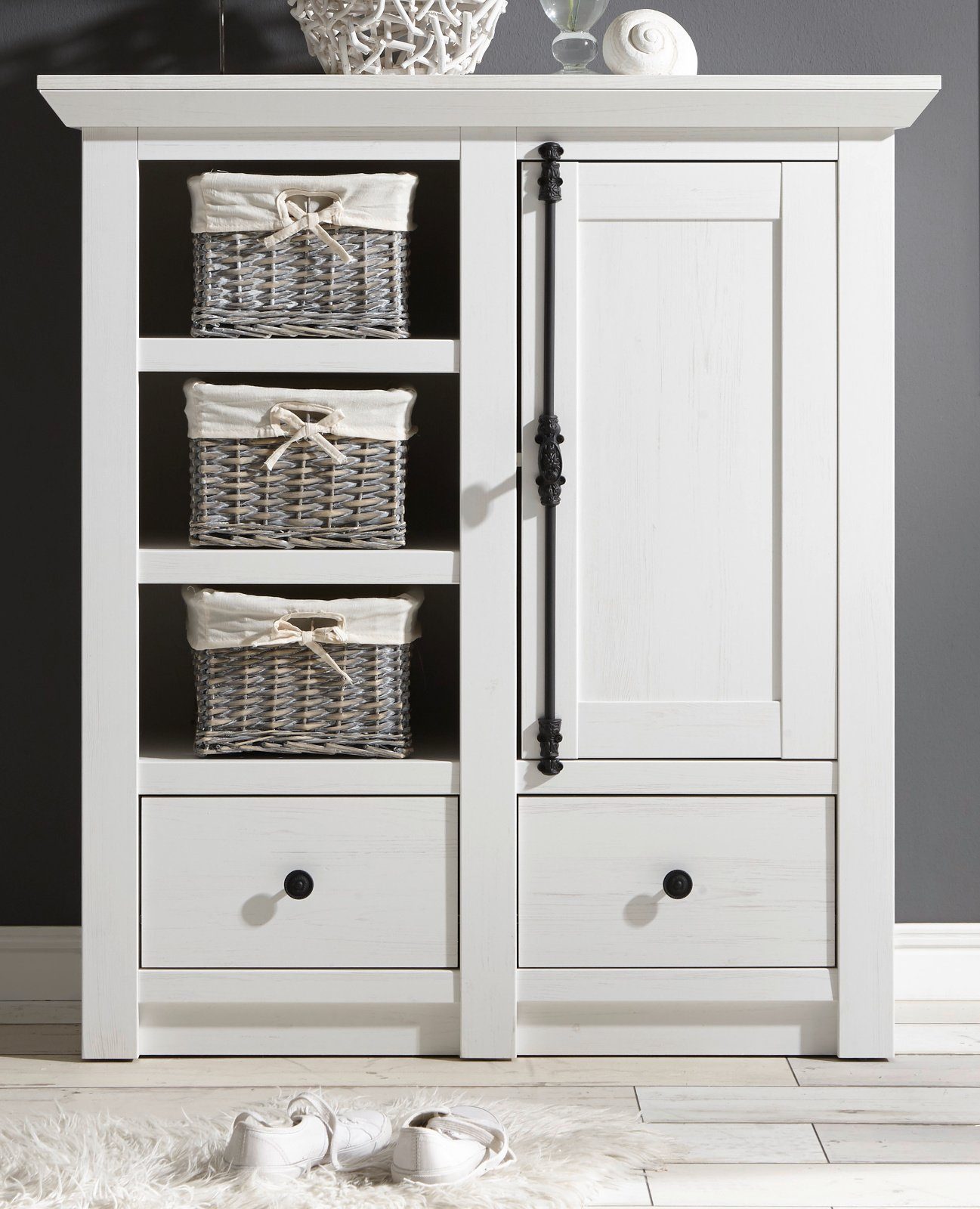 Furn.Design Garderoben-Set Hooge, (Garderobe in Pinie weiß, Set 3-teilig), Landhaus modern