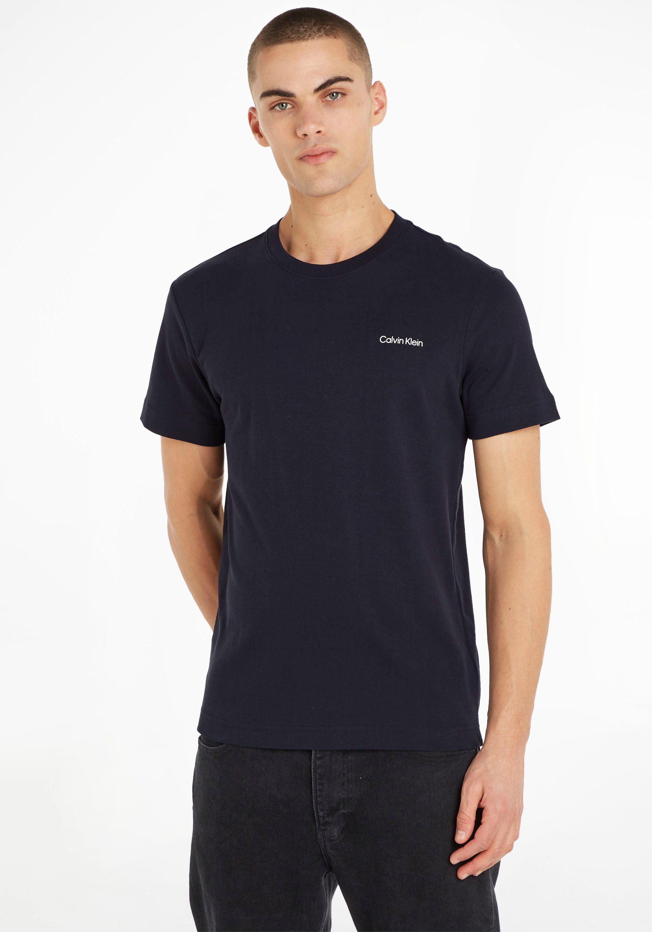 Calvin Klein T-Shirt MICRO LOGO INTERLOCK T-SHIRT mit Calvin Klein Logo auf der Brust marine