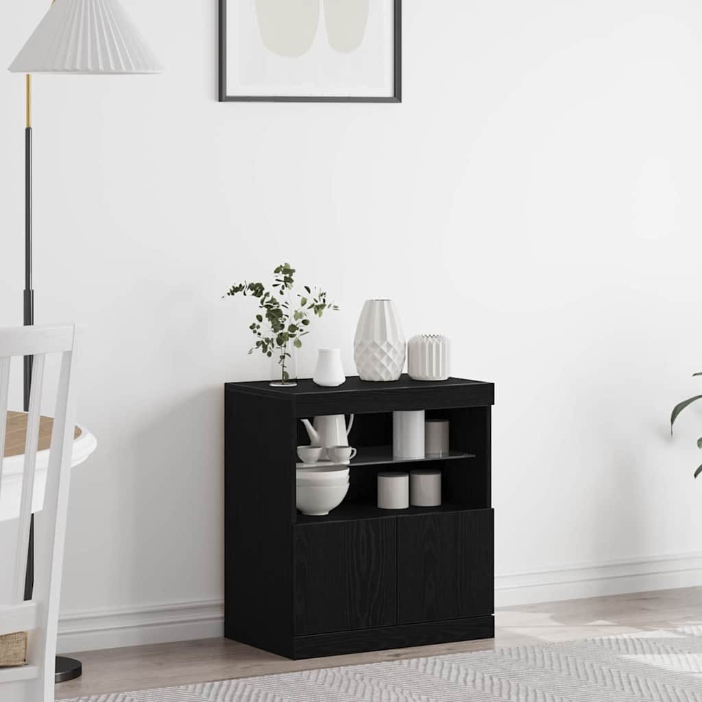 vidaXL Sideboard LED-Sideboard Schwarz 60,5 x 37 x 67 cm Holzwerkstoff (1 St)