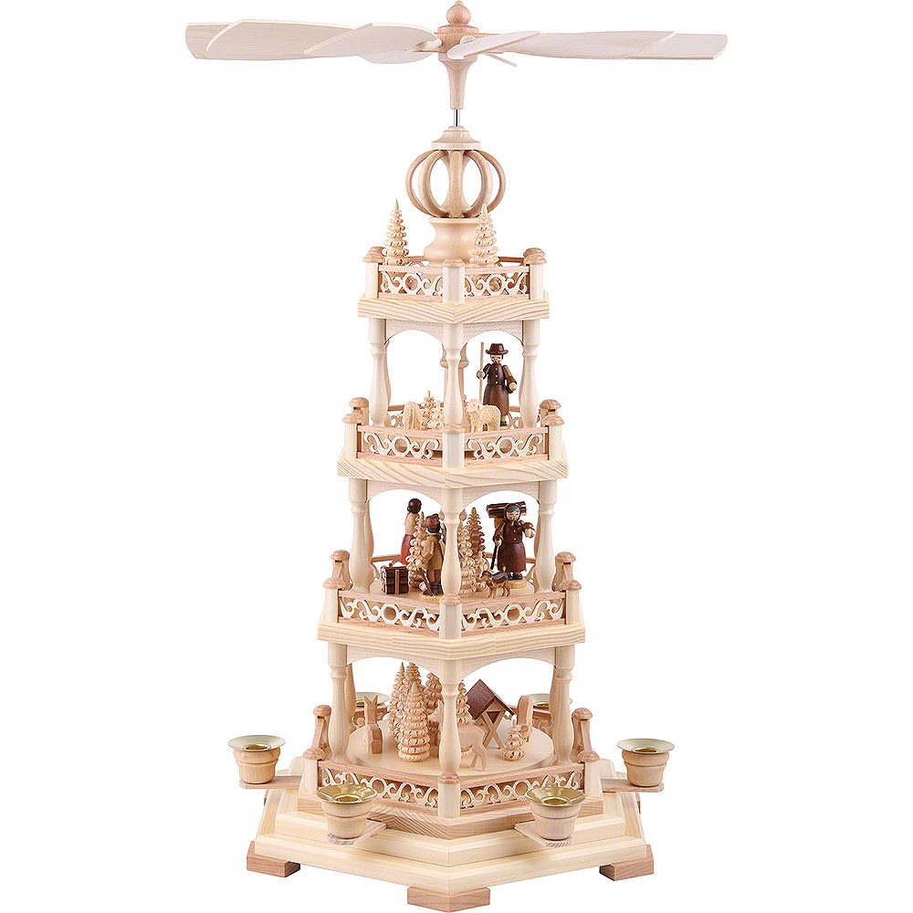 Müller Kleinkunst GmbH Seiffen Weihnachtspyramide 4-stöckige Pyramide Waldmotiv (55cm) von Müller Kleinkunst