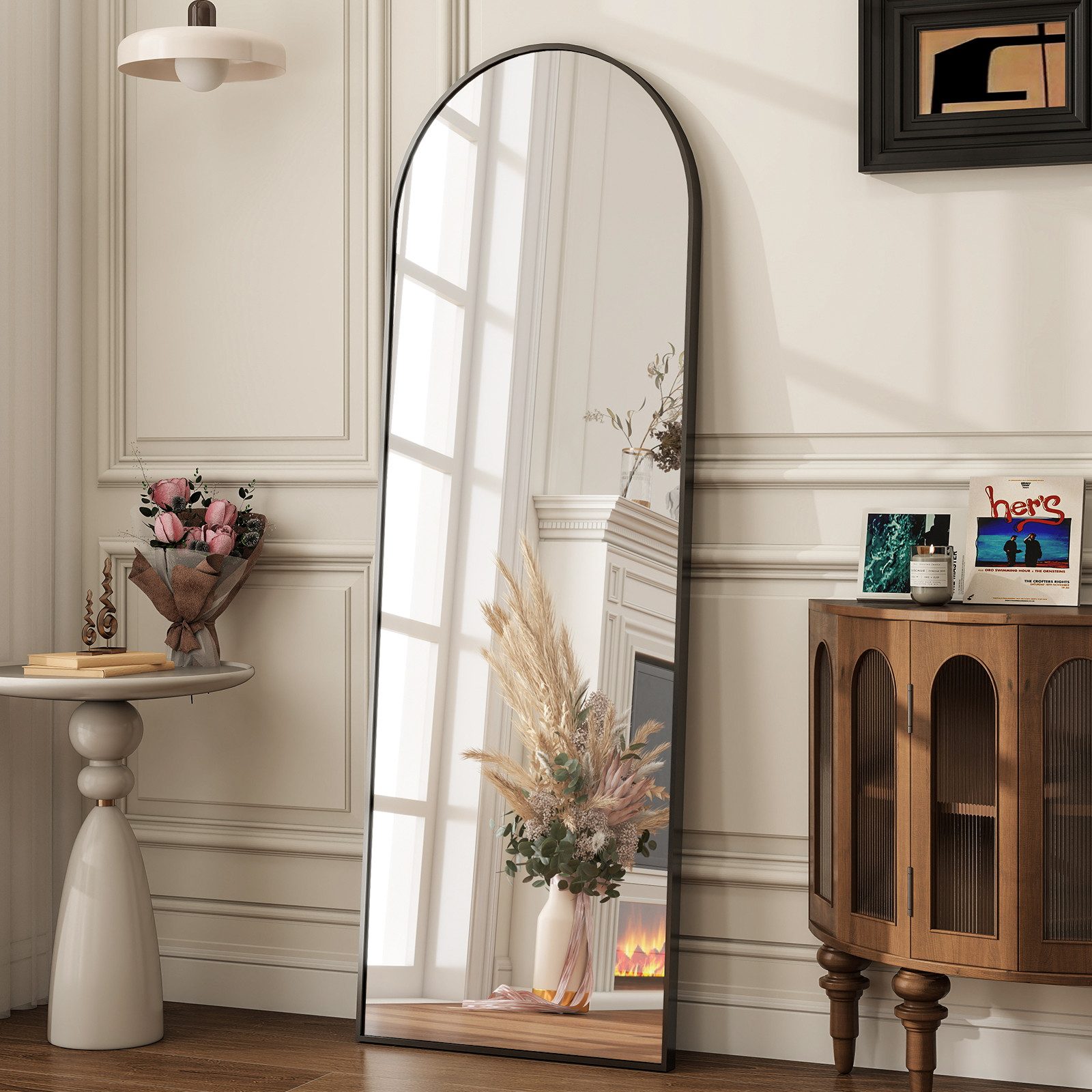 BEAUTYPEAK Напольное зеркало Bogenspiegel mit Alu-Rahmen (Wandspiegel erhältlich, verstärktes Glas, HD-Spiegelung)