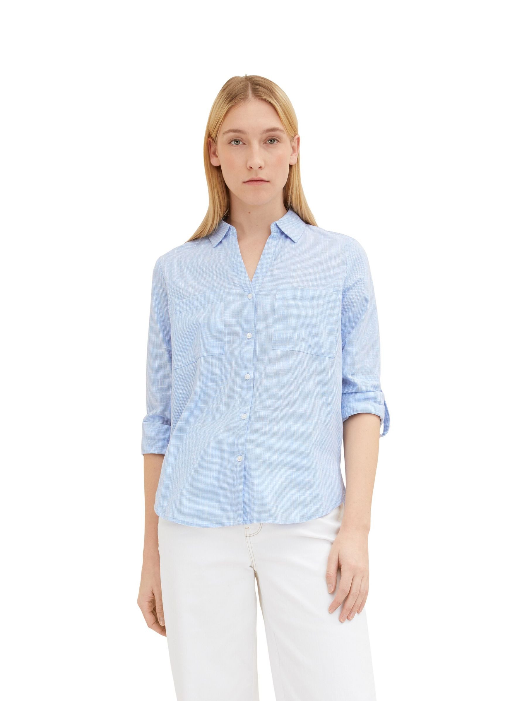 TOM TAILOR Blusenshirt Langarm BLOUSE WITH SLUB STRUCTURE blouse with slub structure