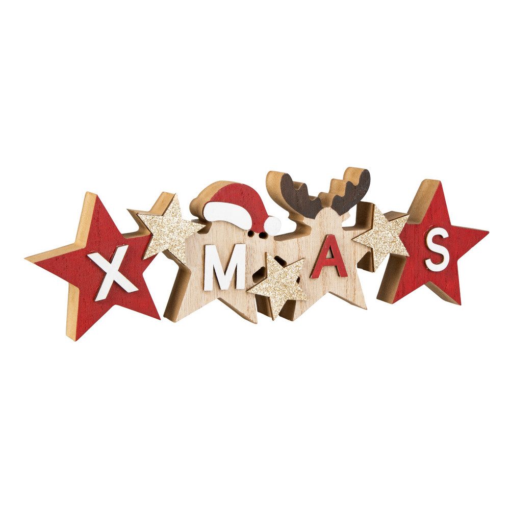 Weihnachtsfigur Schriftzug Xmas Sterne - ca. 29,5 x 2 x 8,5 cm
