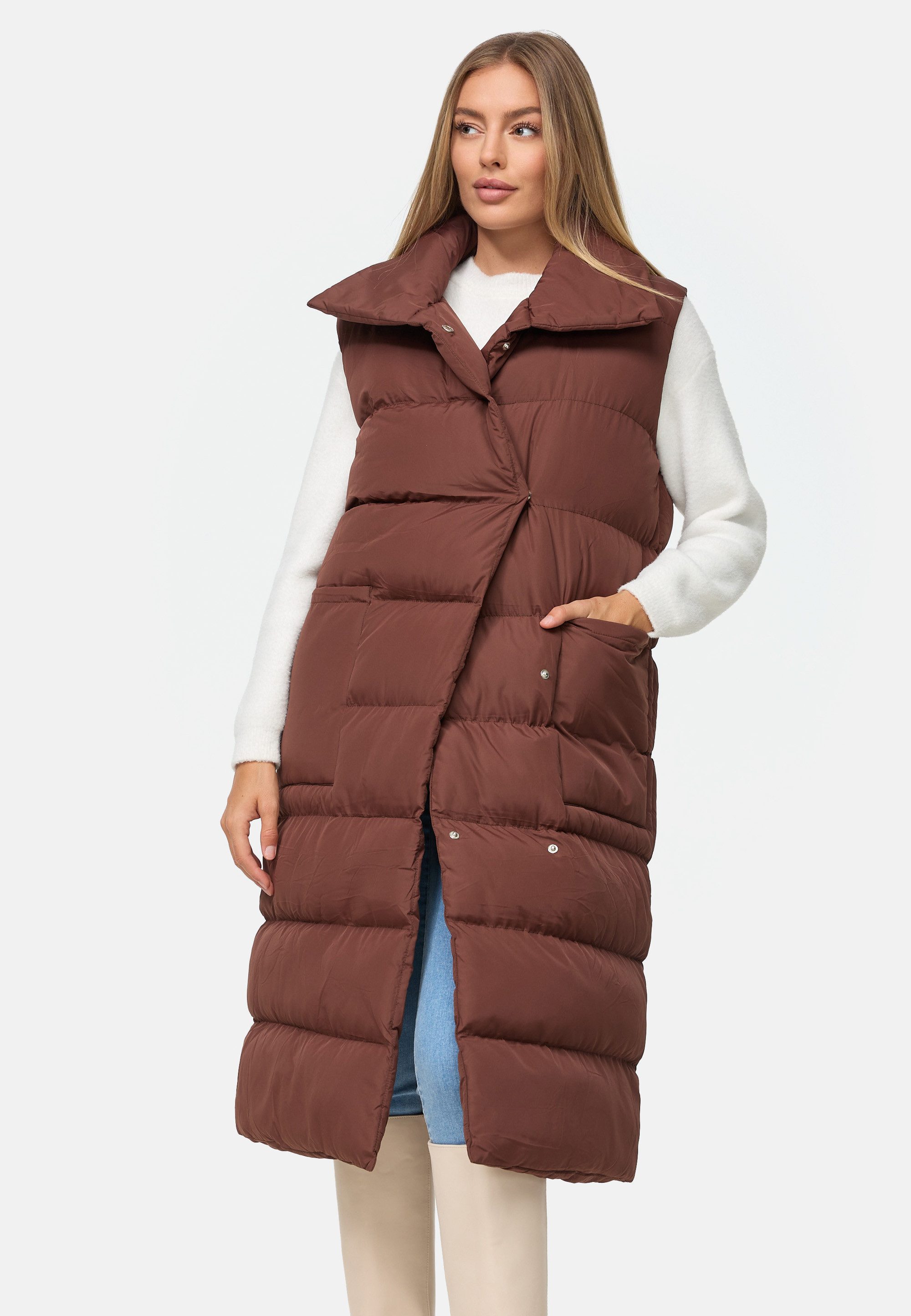 Threadbare Softshellweste THB Reflex Longline Puffer Gilet (1-tlg) mit langem Schnitt