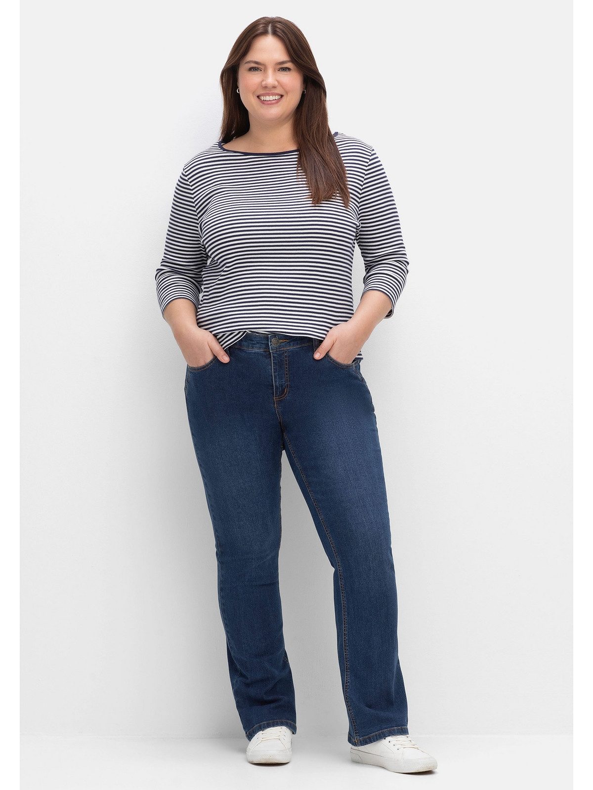 Sheego Bootcut-Jeans Große Größen SUSANNE ideal bei viel Bauch und schmalen Beinen