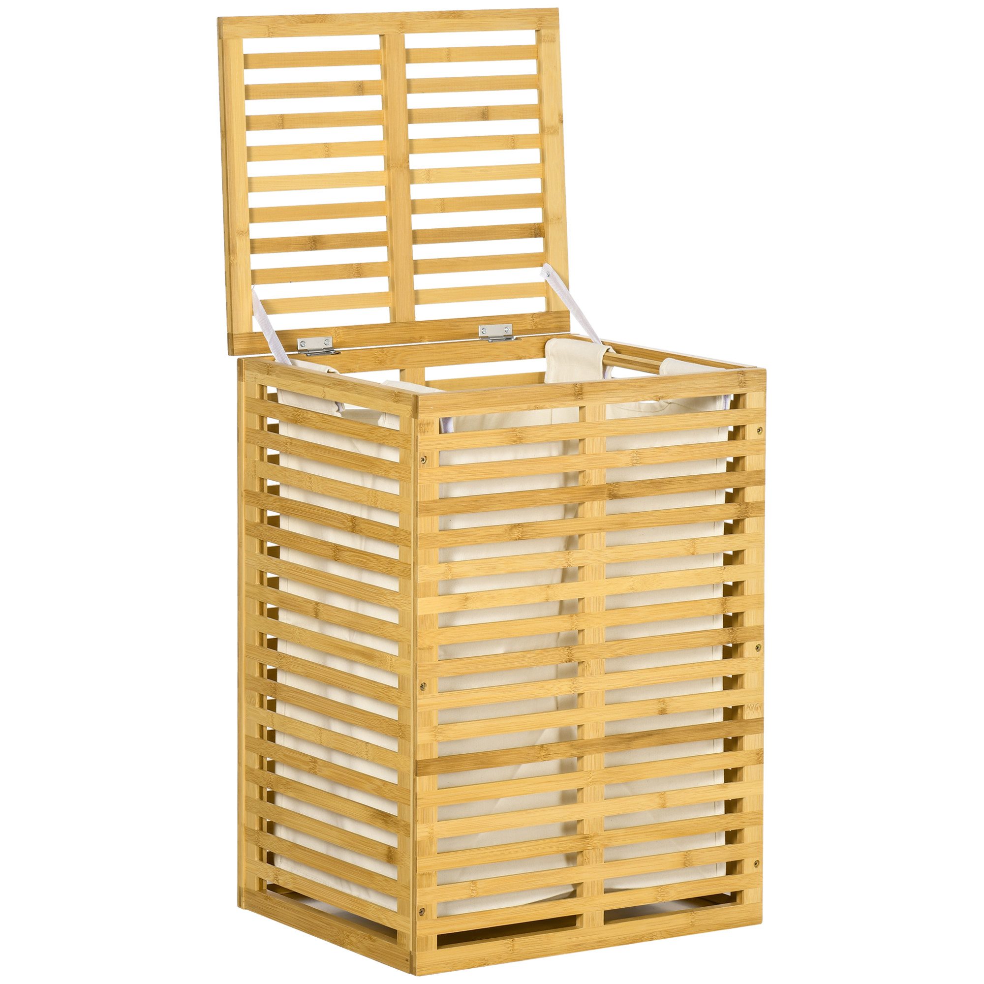 HOMCOM Wäschekorb mit Deckel, herausnehmbarer Wäschesack, Stange (63 L Wäsc günstig online kaufen