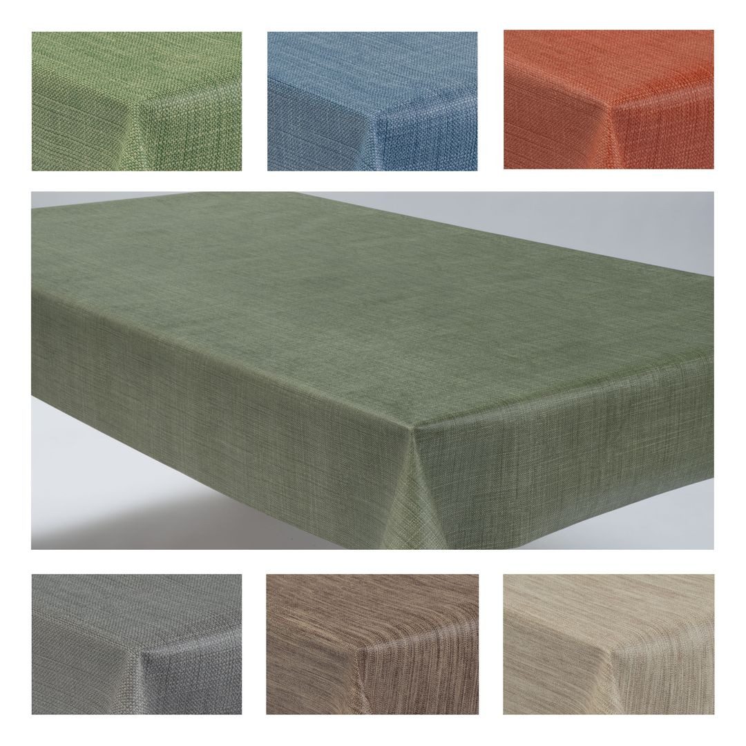 laro Tischdecke Wachstuchtischdecke Uni Leinen PVC Eckig