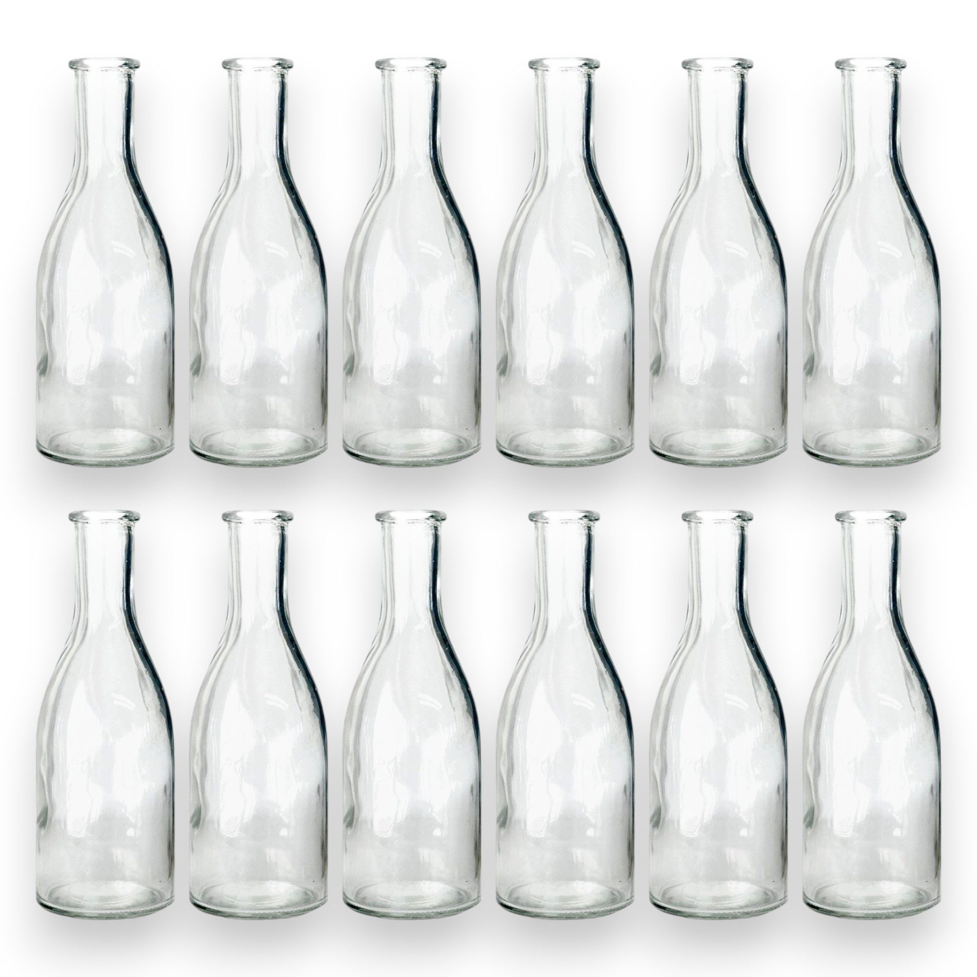 Sandra Rich Dekovase Glasflasche "Bottle groß" 6,5 x 18,5cm – Dekovase Klar 12 Stück