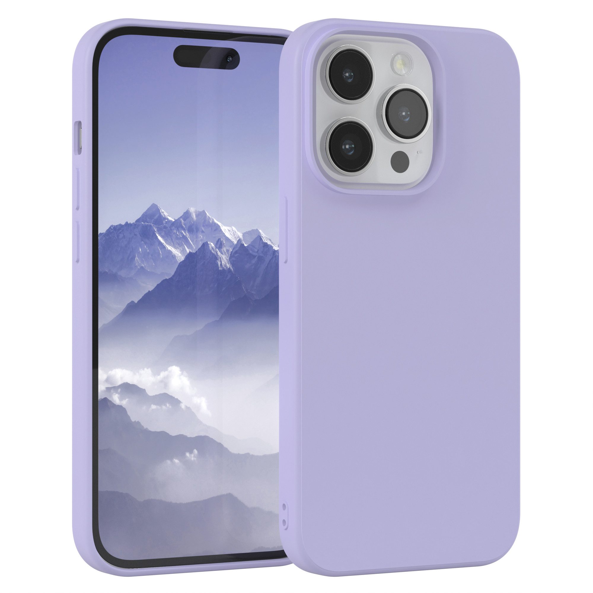 EAZY CASE Handyhülle für Apple iPhone 14 Pro Hülle Silikon 6,1 Zoll, Silikonhülle stoßfest Smart Slimcover Case Dünn Blau Lila