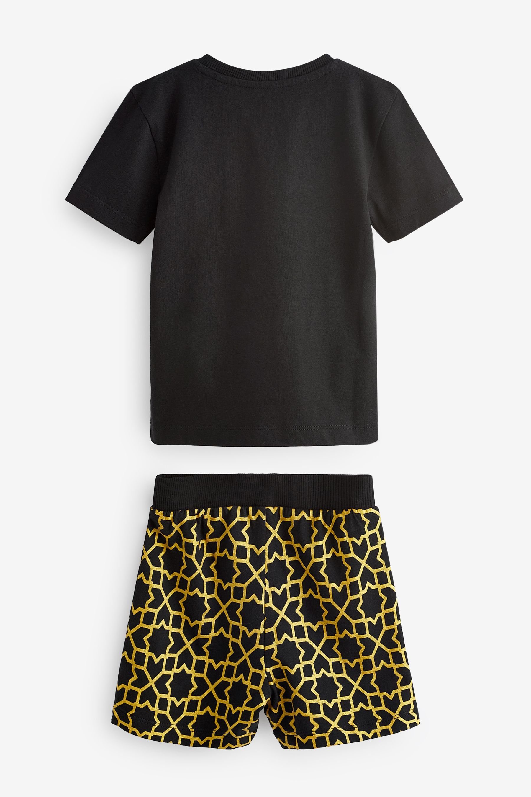 Next Pyjama (2 Black/Gold tlg) Kurzer Pyjama