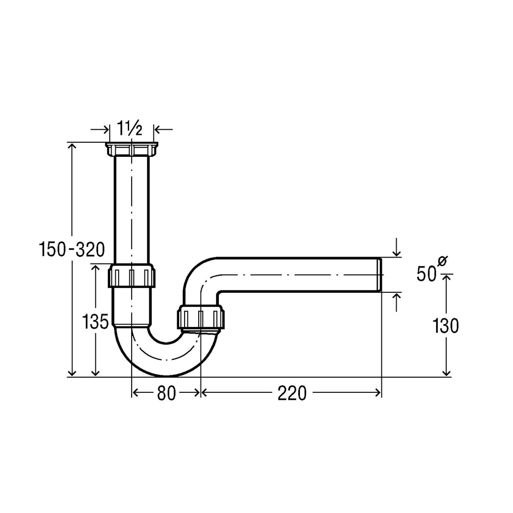 Viega Siphon Viega Röhrengeruchverschluss für Spüle, 1 1/2 x 50, Modell 7985