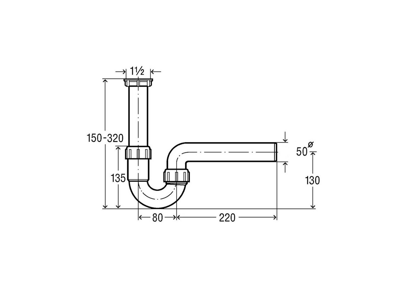 Thumbnail - Viega Siphon Viega Röhrengeruchverschluss für Spüle, 1 1/2 x 50, Modell 7985