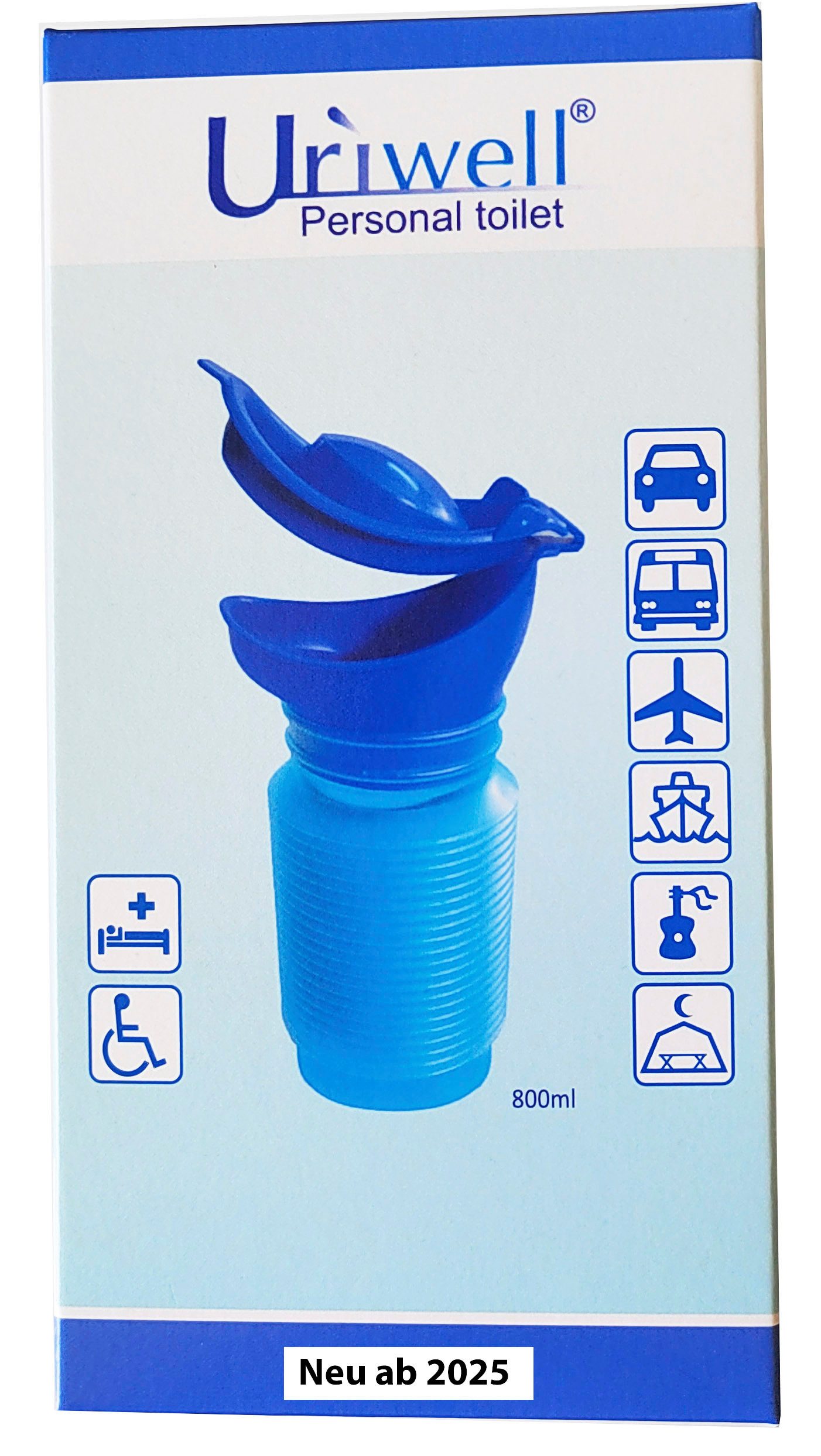 MEDUP Campingtoilette Uriwell Notfalltoilette Urinal Reisetoilette Miniurinal, (Paarset 2Stück unisex, 1-St., für Sie und Ihn unisex Reiseset), ausziehbar 800ml Füllvermögen wiederverwendbar faltbar waschbar