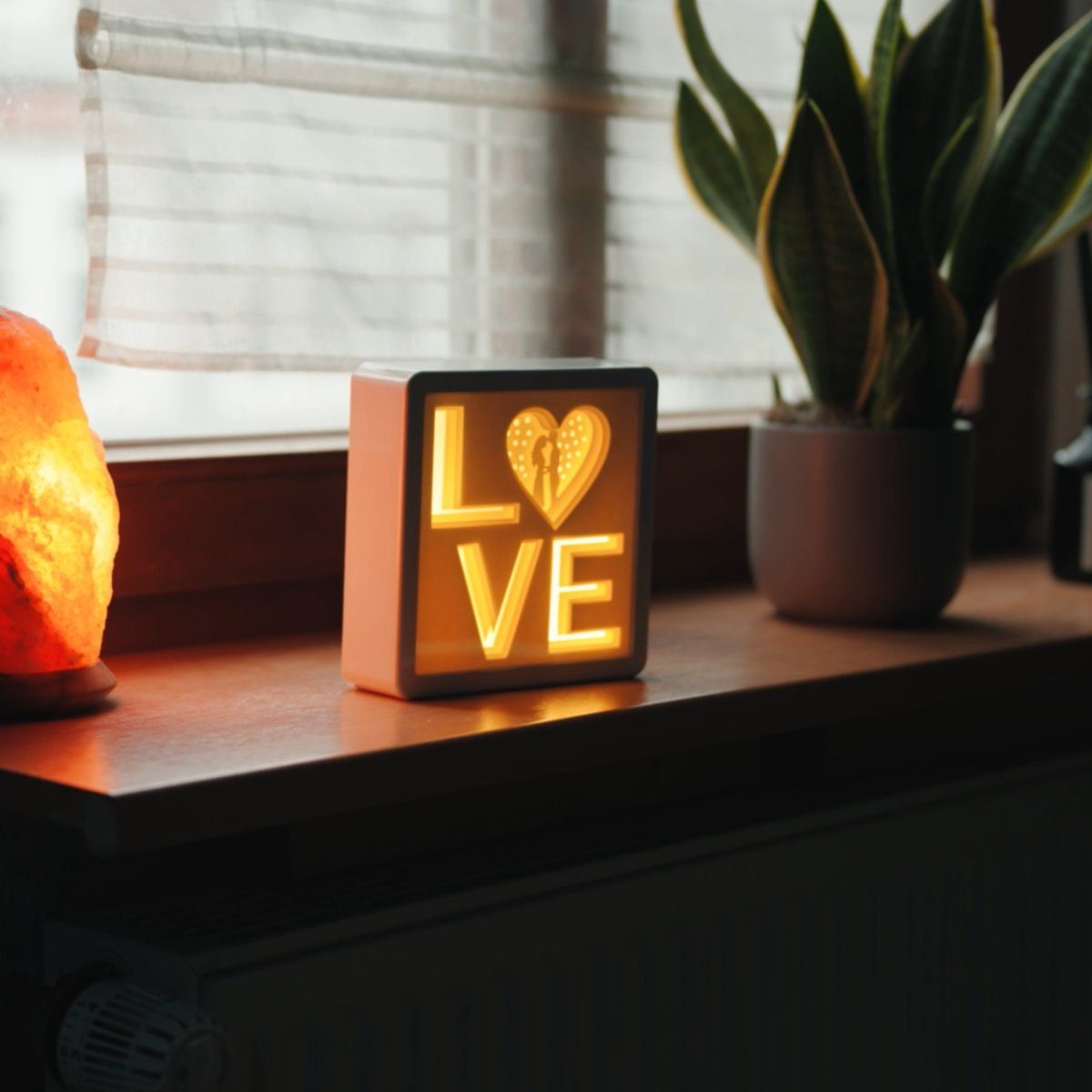 fest Love, CiM SQUARE - 16x5x16cm, LED integriert, LED Lichtbox Warmweiß, Nachtlicht, kabellose Dekoration 3D Papercut Shadowbox, Wohnaccessoire,