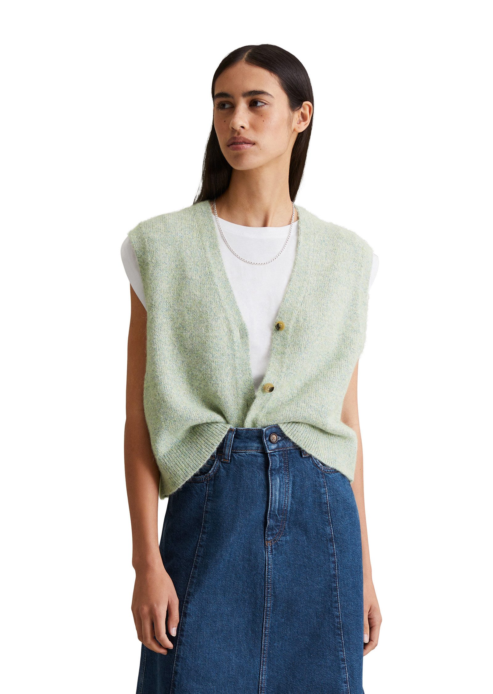 Marc O'Polo DENIM Strickweste aus Baumwoll-Multicolor-Garn günstig online kaufen