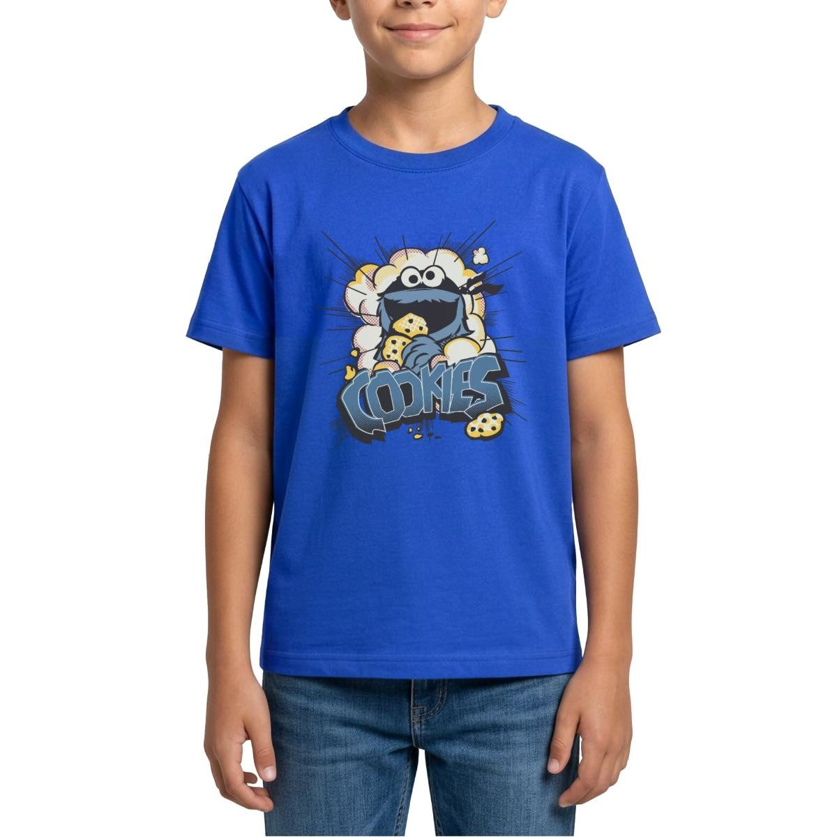 T-Shirt Sesamstraße Design Mit Krümelmonster Und Cookies Teenager T-Shirt