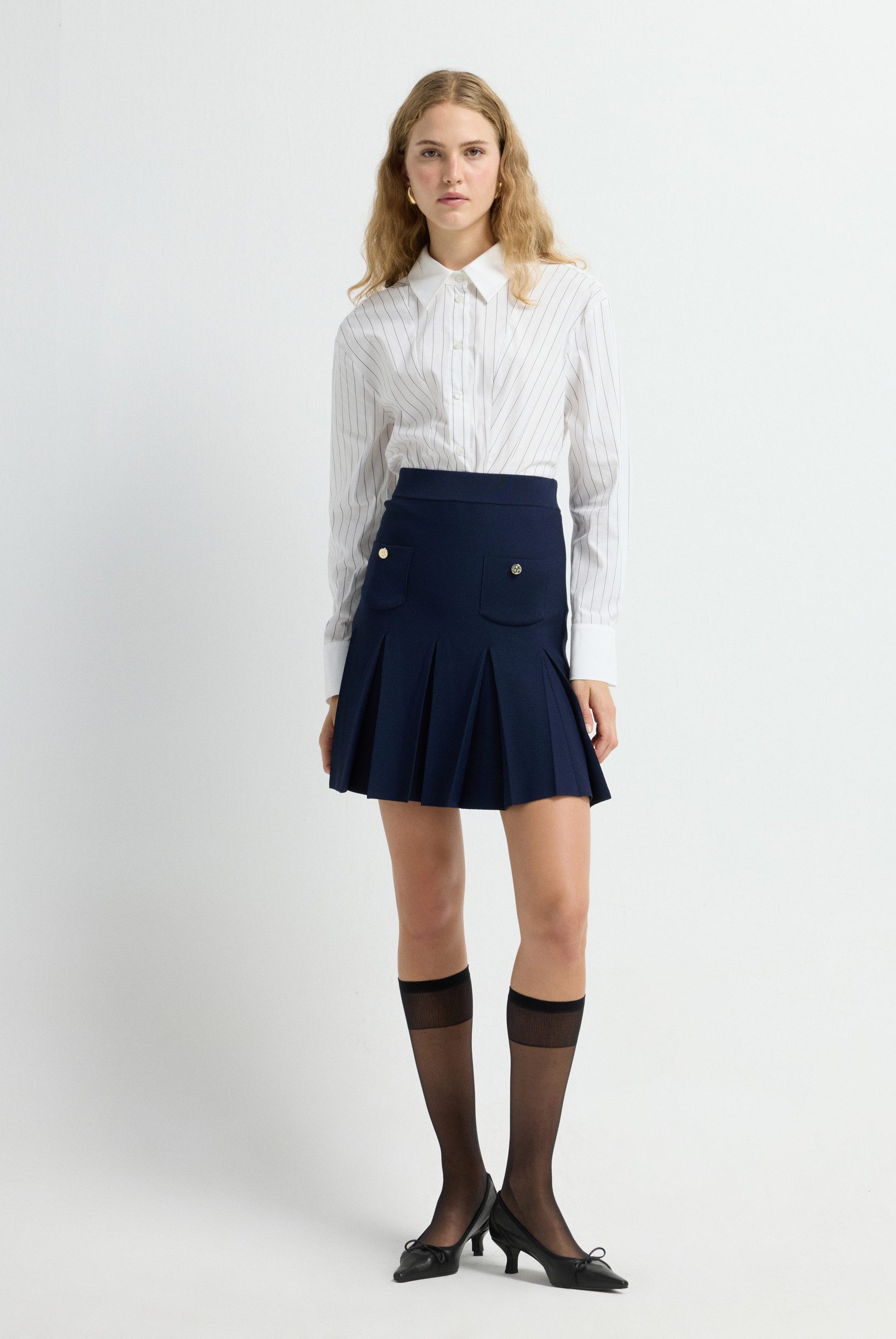 adL Plisseerock Plissierter Mini-Strickrock