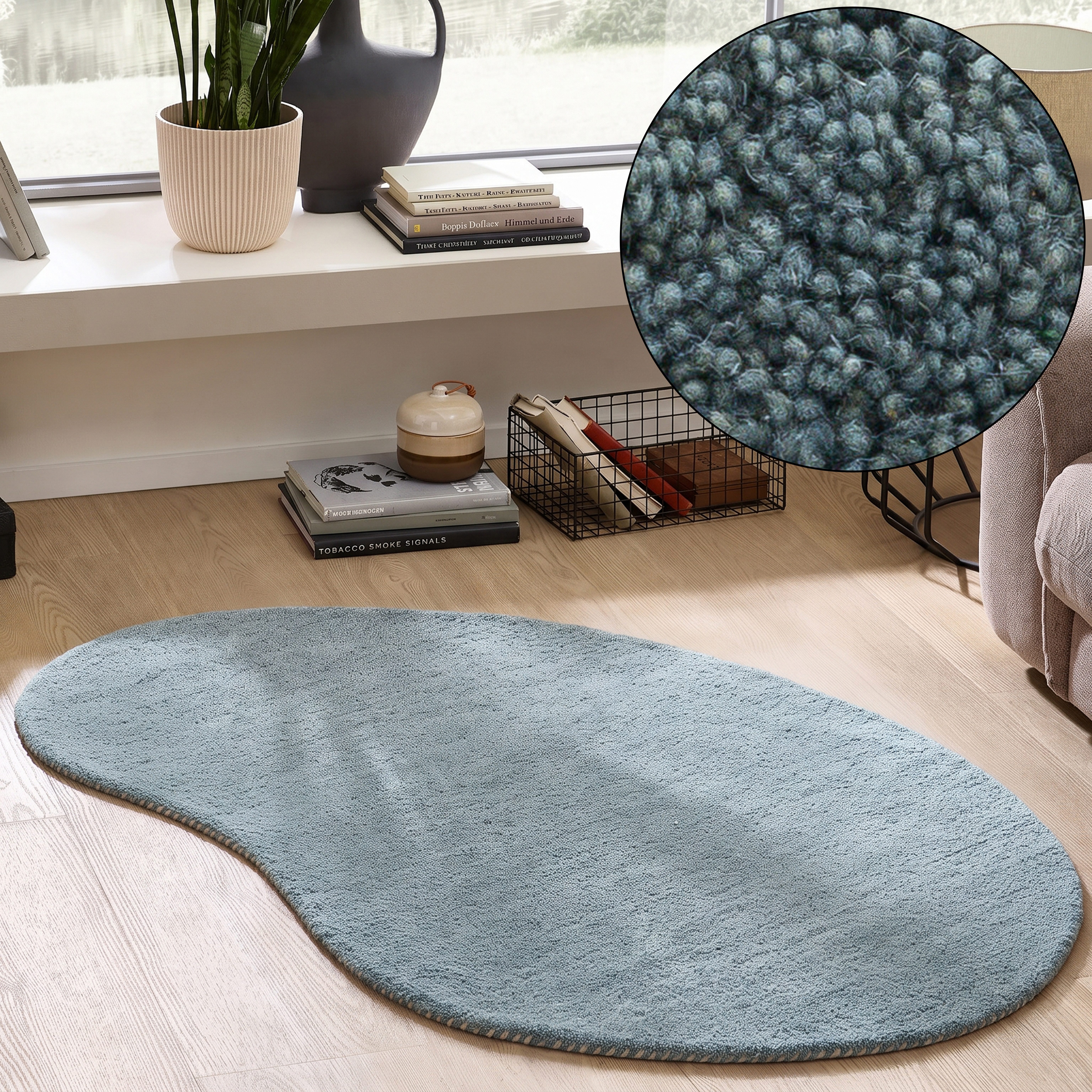 THEKO Wollteppich Gabbeh Uni, Handgefertigt, meliert, auch als Läufer erhältlich, Wolle, oval, Höhe: 14 mm, Schlafzimmer, Wohnzimmer, Esszimmer, auch als Läufer oder rund