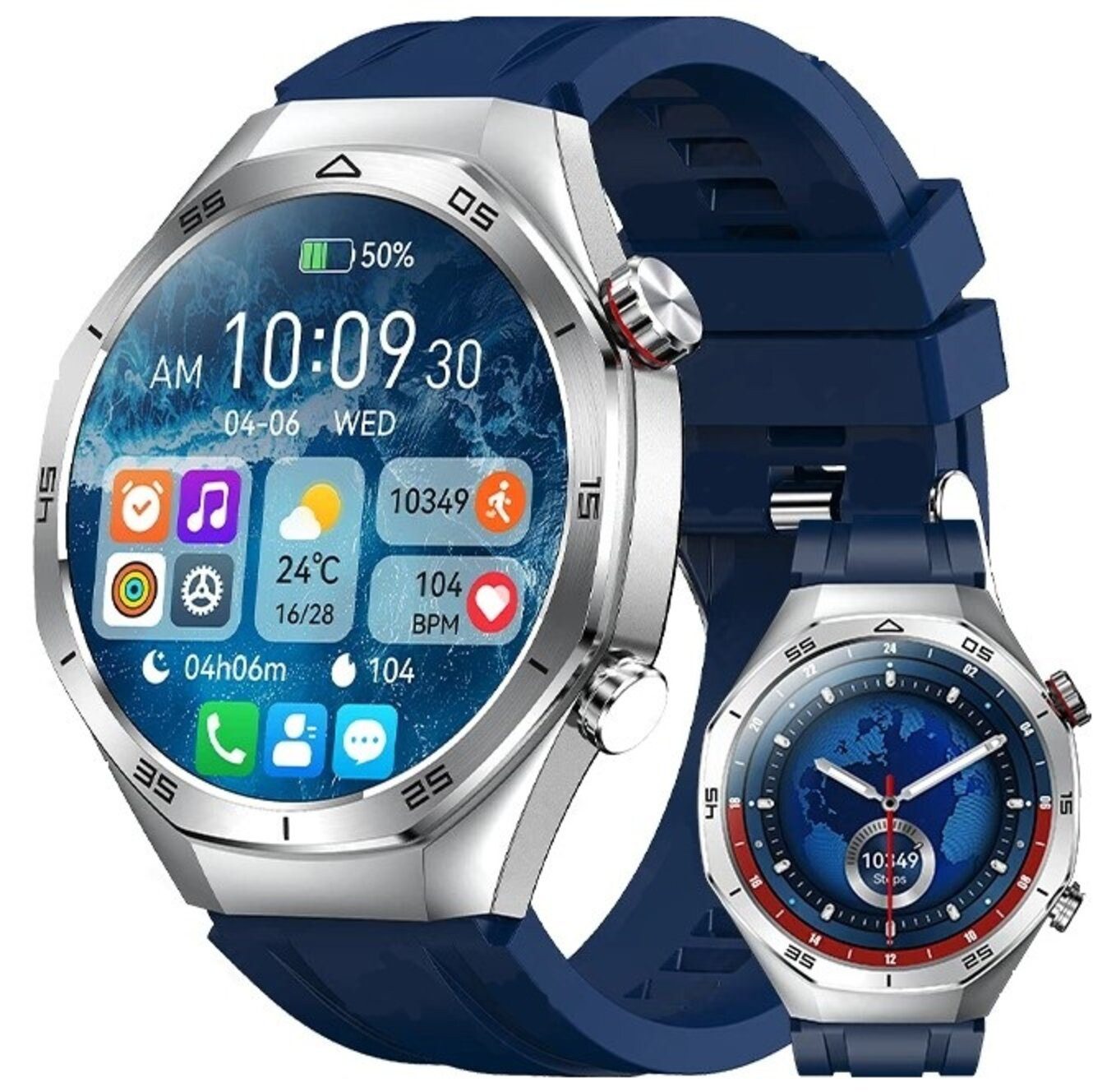 Nagham Ghazal Aswad Smartwatch Bluetooth Anruf Sport Schlaf Überwachung 1,52 Zoll Wecker Smartwatch (1.52 Zoll)