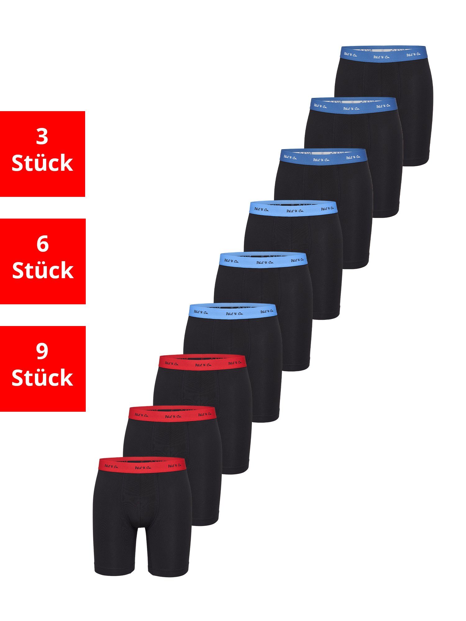 Phil & Co. Langer Boxer Long Boxer Briefs (9-St) Retroshorts - langes Bein günstig online kaufen