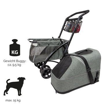 LILY Tiertransportbox Pet Buggy Deluxe für Hunde, Liegefläche in der Tasche: 53 x 30 x 32 cm, Sitzfläche im Rucksack: 36 x 26 cm, H: 33 - 50 cm