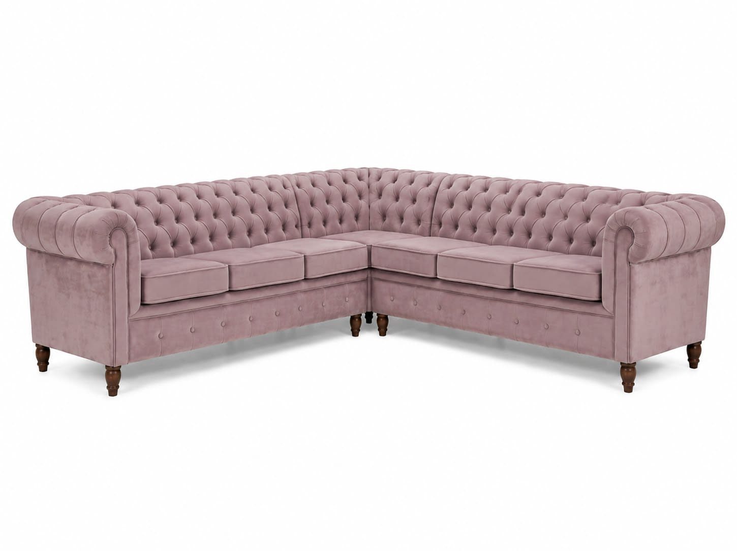 JVmoebel Chesterfield-Sofa Luxuriöses Chesterfield Ecksofa rosa für das Wohnzimmer, 2 Teile, Made in Europa