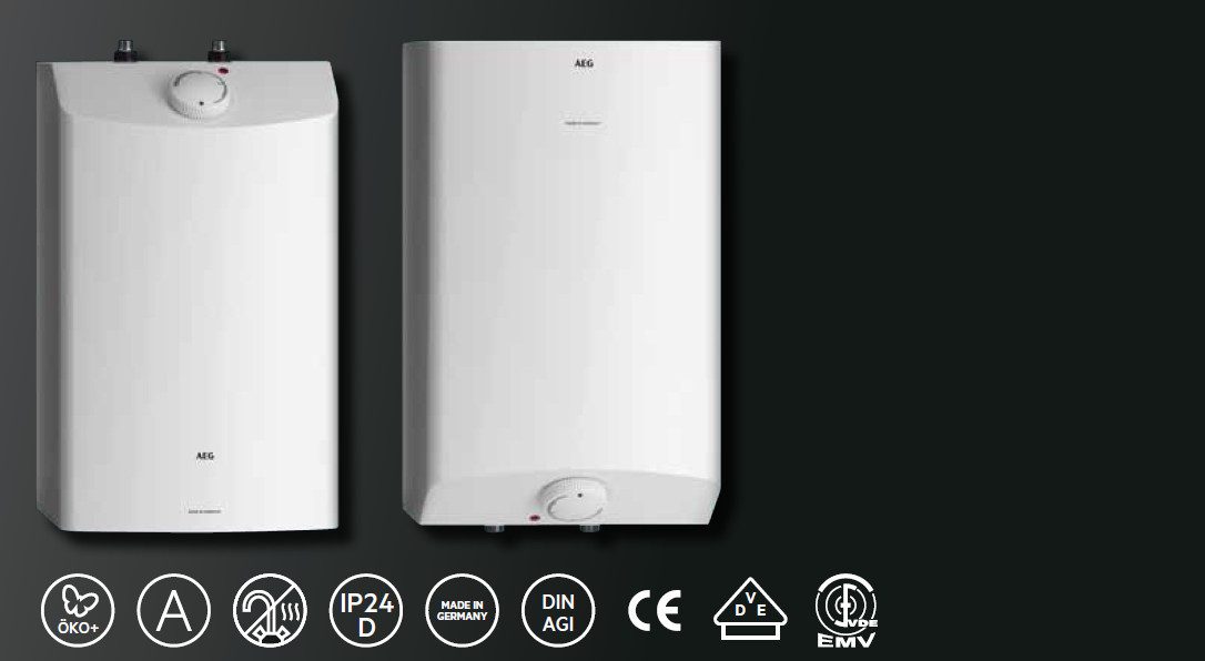AEG Haustechnik Kleinspeicher Hoz 10, Übertischboiler 10 Liter, Niederdruck, mit Thermostop, mit Stecker