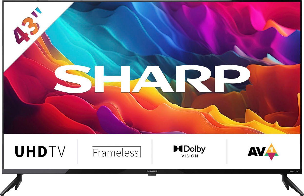 Sharp 43FJ2E LED-Fernseher (108 cm/43 Zoll, 4K Ultra HD, Smart-TV, Roku TV  nur in Deutschland verfügbar, Rahmenlos, HDR10, Dolby Digital) | alle Fernseher