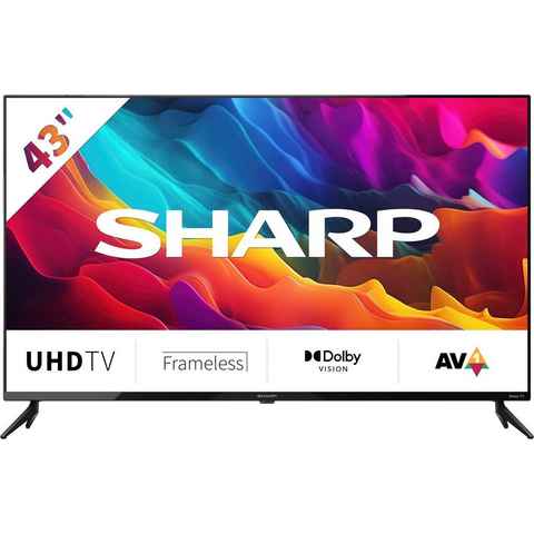 Sharp 43FJ2E LED-Fernseher (108 cm/43 Zoll, 4K Ultra HD, Smart-TV, Roku TV nur in Deutschland verfügbar, Rahmenlos, HDR10, Dolby Digital)