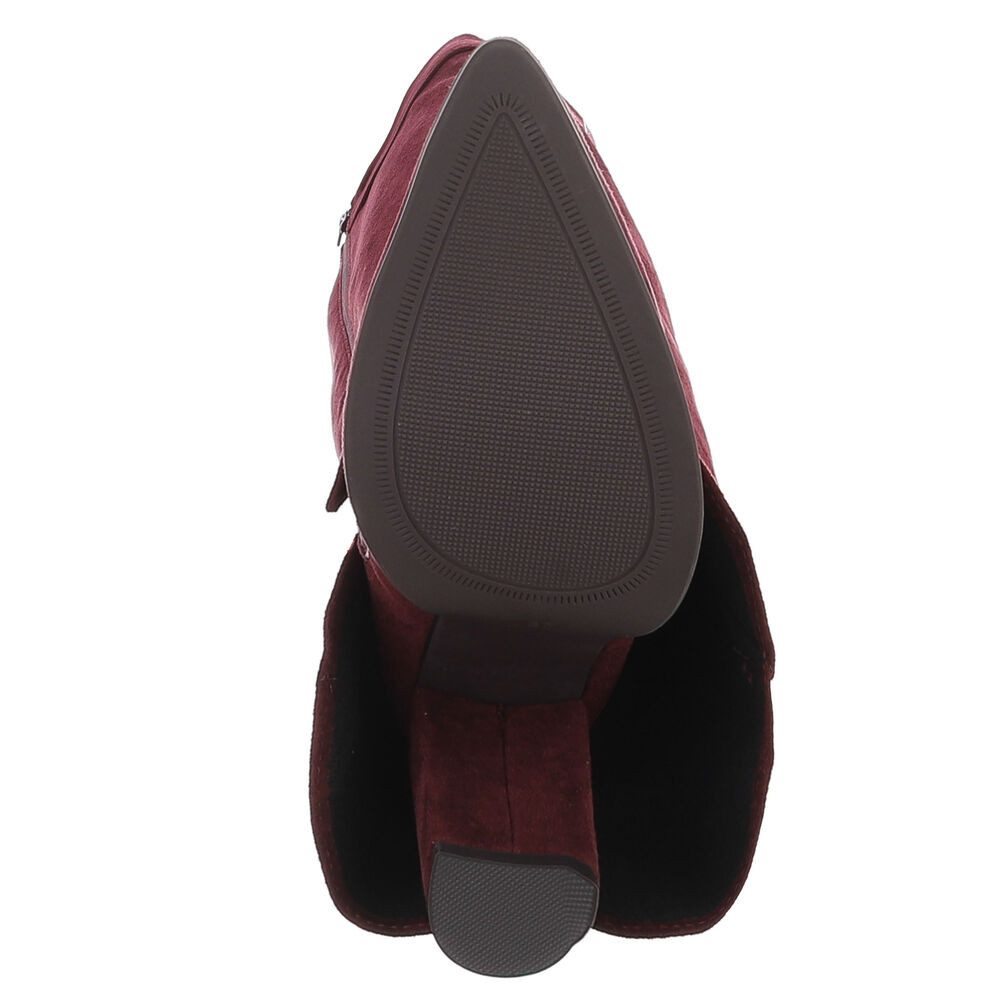 Ital-Design Damen kniehohe Stiefel mit Schloss-Detail und Blockabsatz High-Heel-Stiefel (92125428) Blockabsatz Stiefel in Weinrot