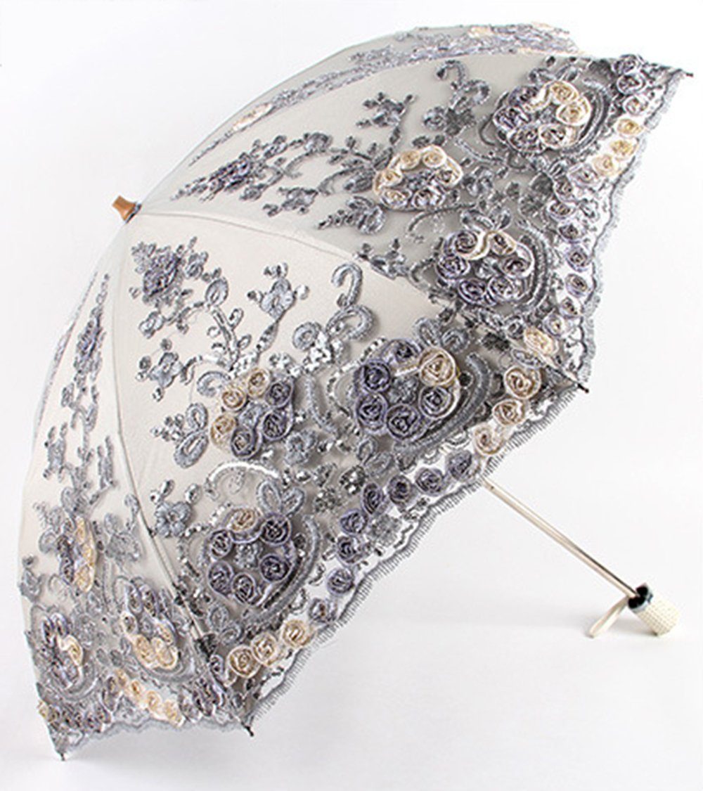 SCHUTA Stockregenschirm Blumenspitzenparasole Hochzeitsfeier Brautschirm,  Eine doppelte Dachoberfläche | Taschenschirme